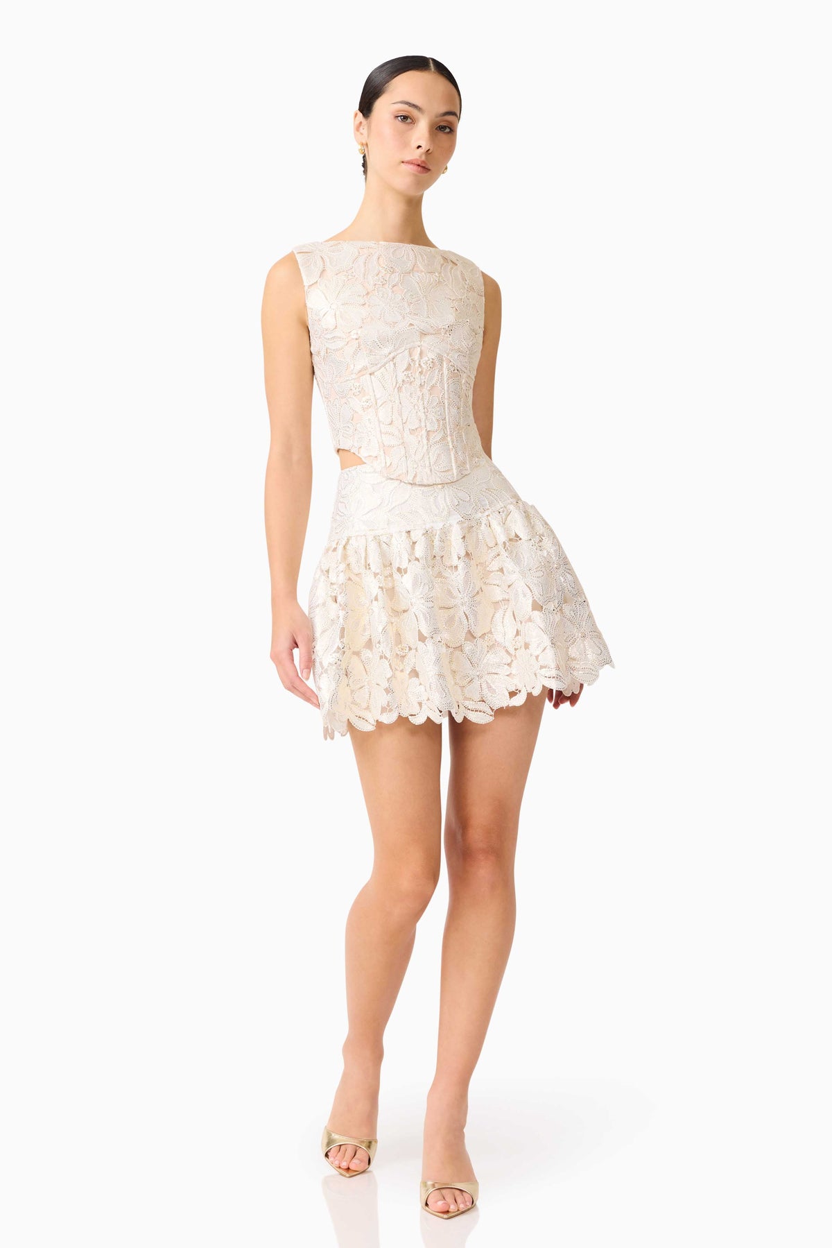 Nicoletta Top & Skirt Set in Gold