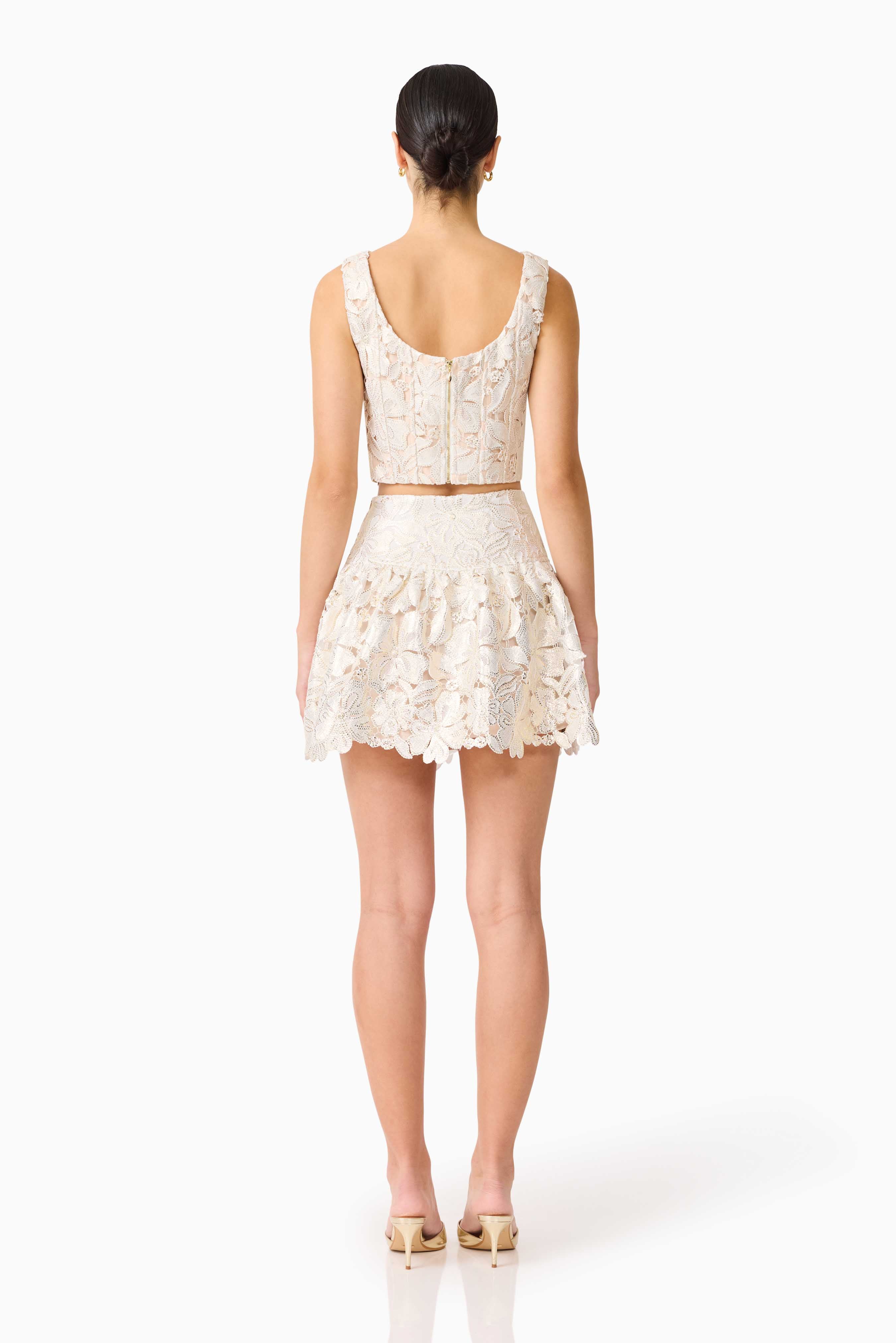 Nicoletta Top & Skirt Set in Gold