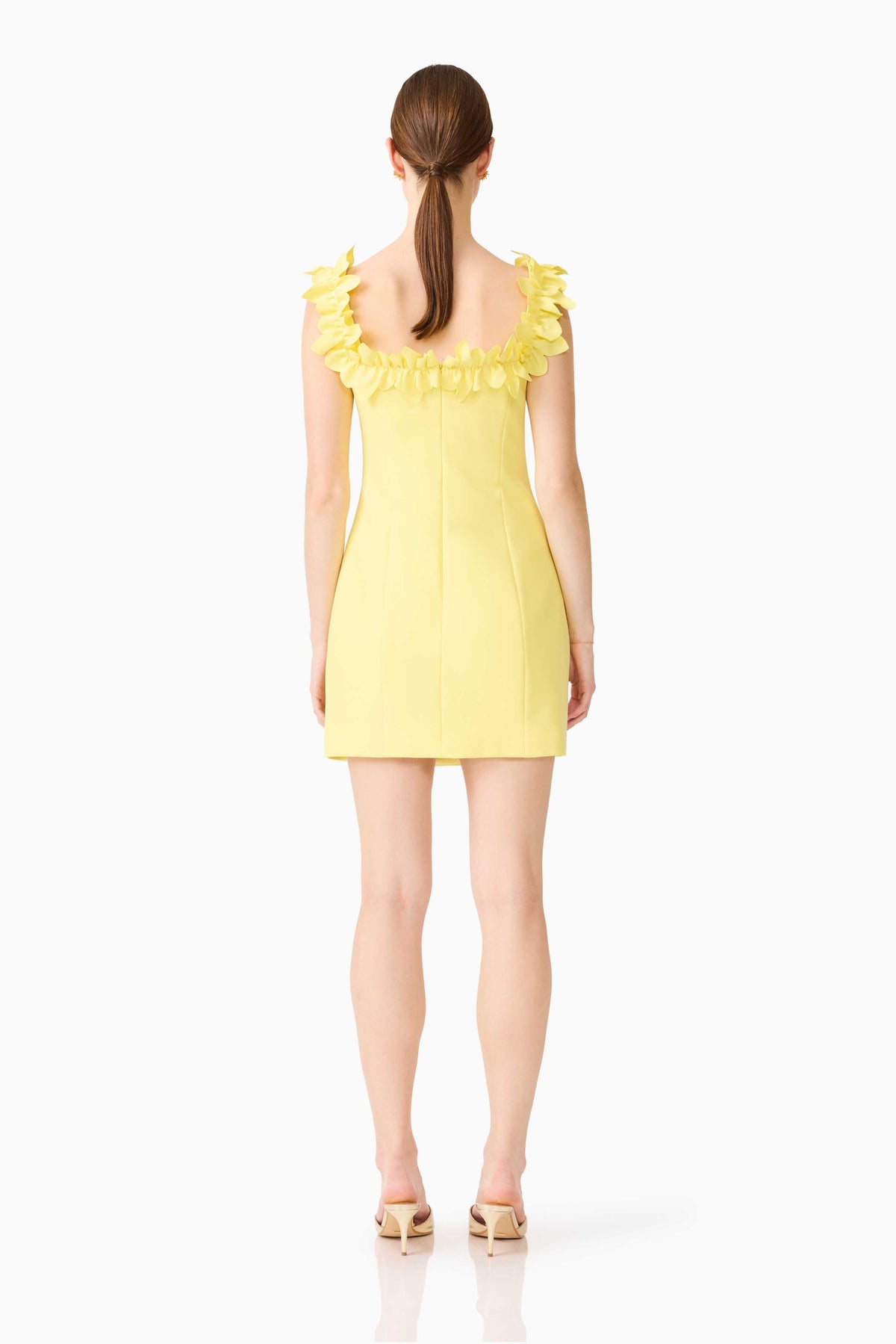 Cara Square Neck Mini Dress in Yellow