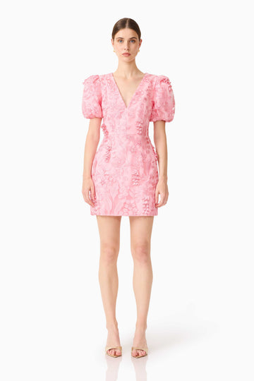 Monique Puff Sleeve Mini Dress in Pink