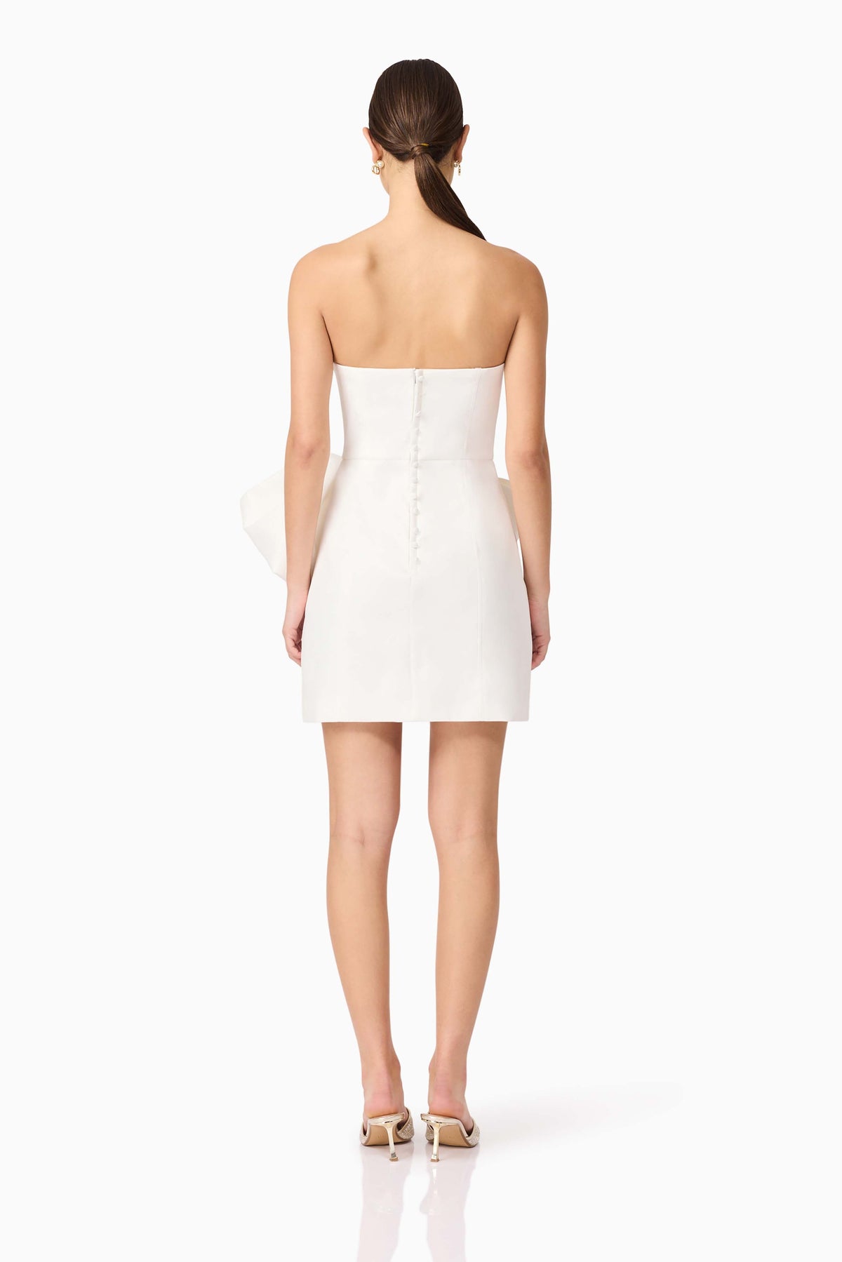 Elysie Bow Mini Dress in White