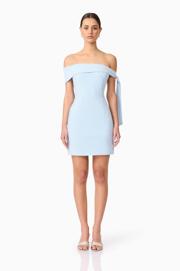 Ami Off The Shoulder Mini Dress in Blue