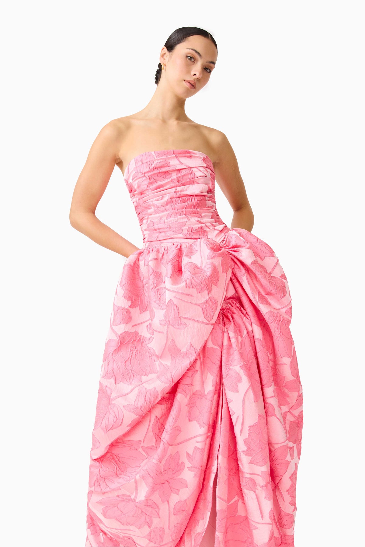 Dionne Strapless Gown in Pink Floral