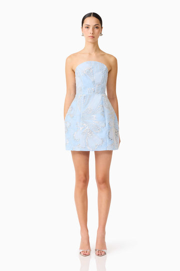 Annabelle Embellished Strapless Mini Dress in Blue