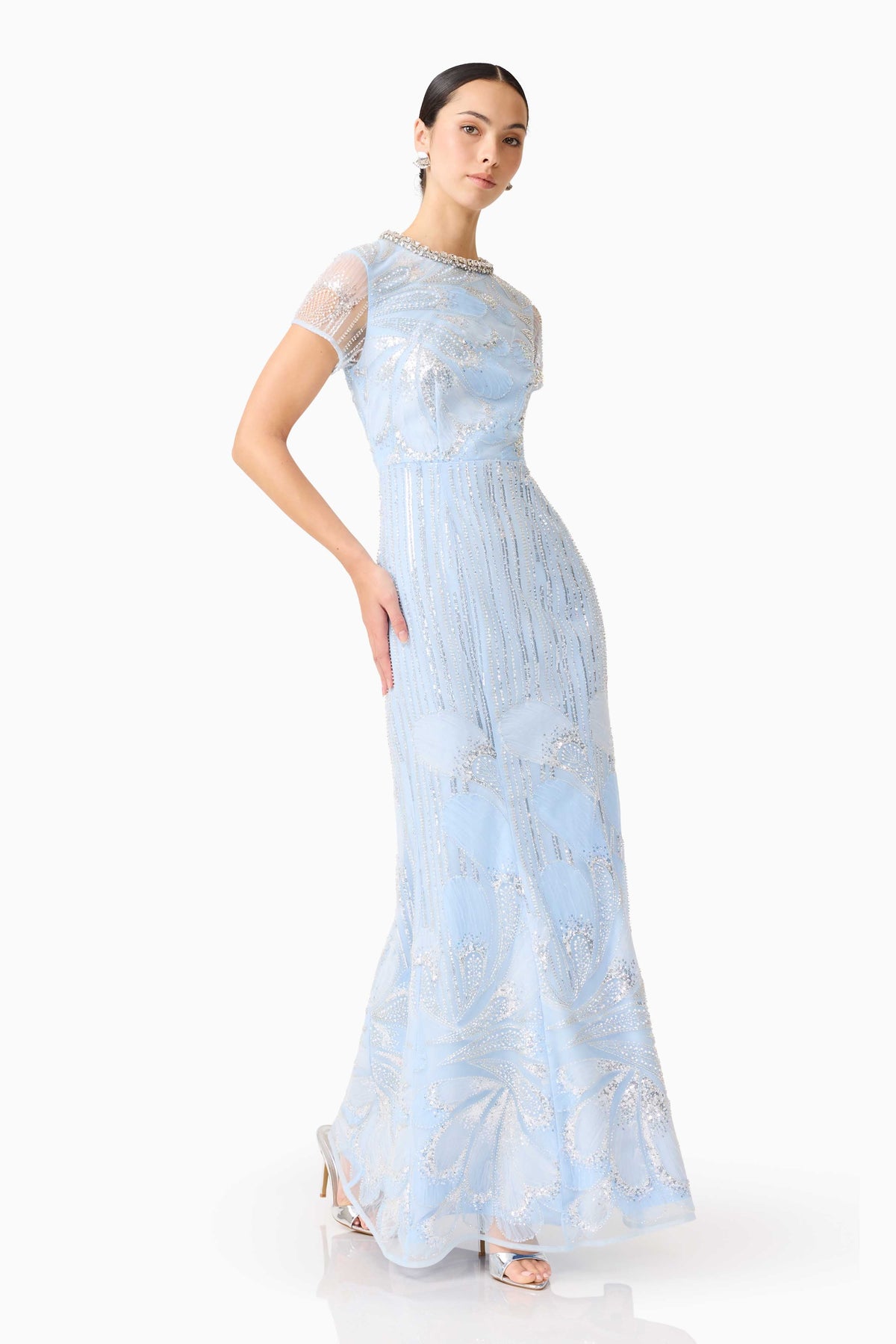 Annabelle Embellished Gown in Blue