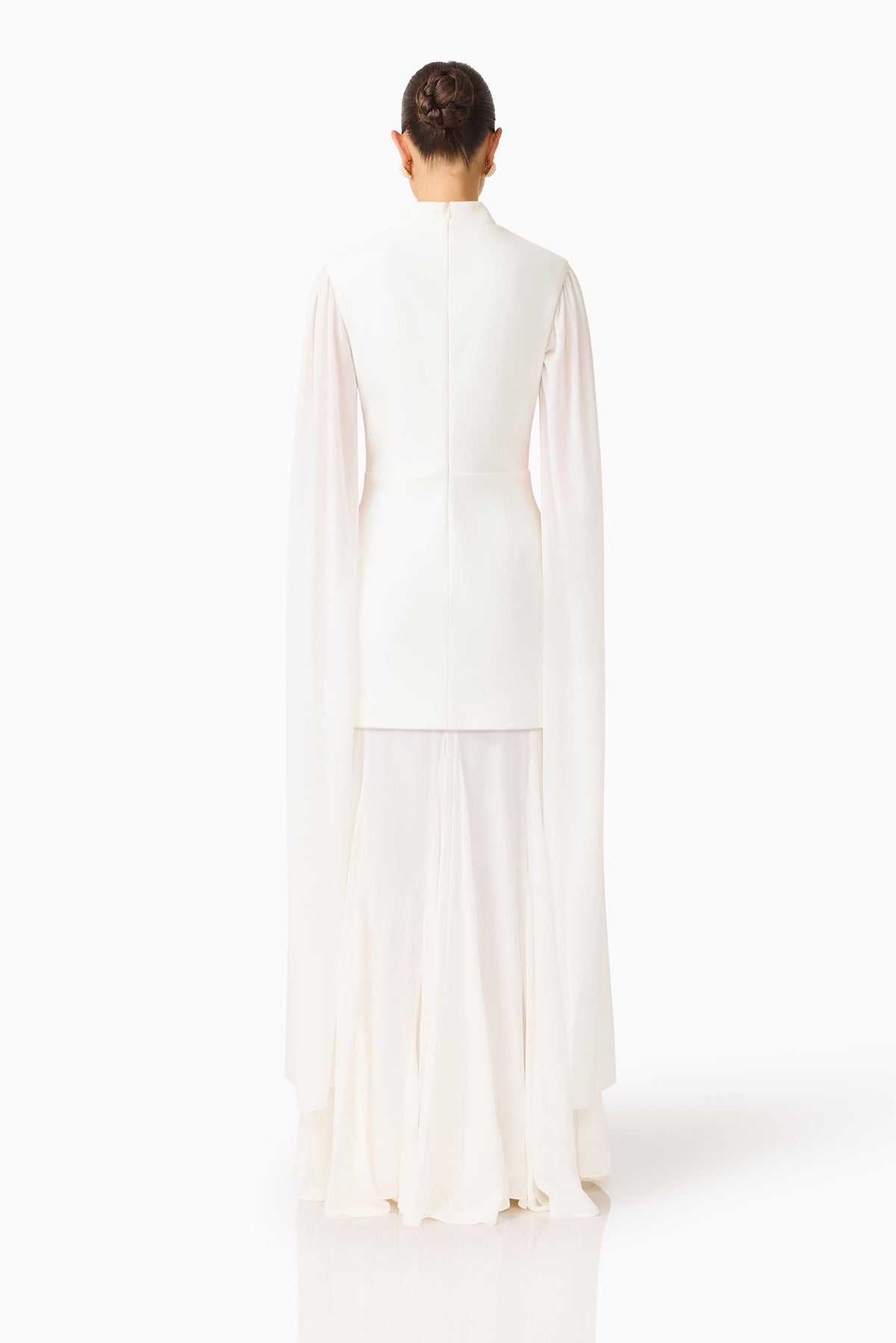 Odelia Cape Sleeve Gown in White