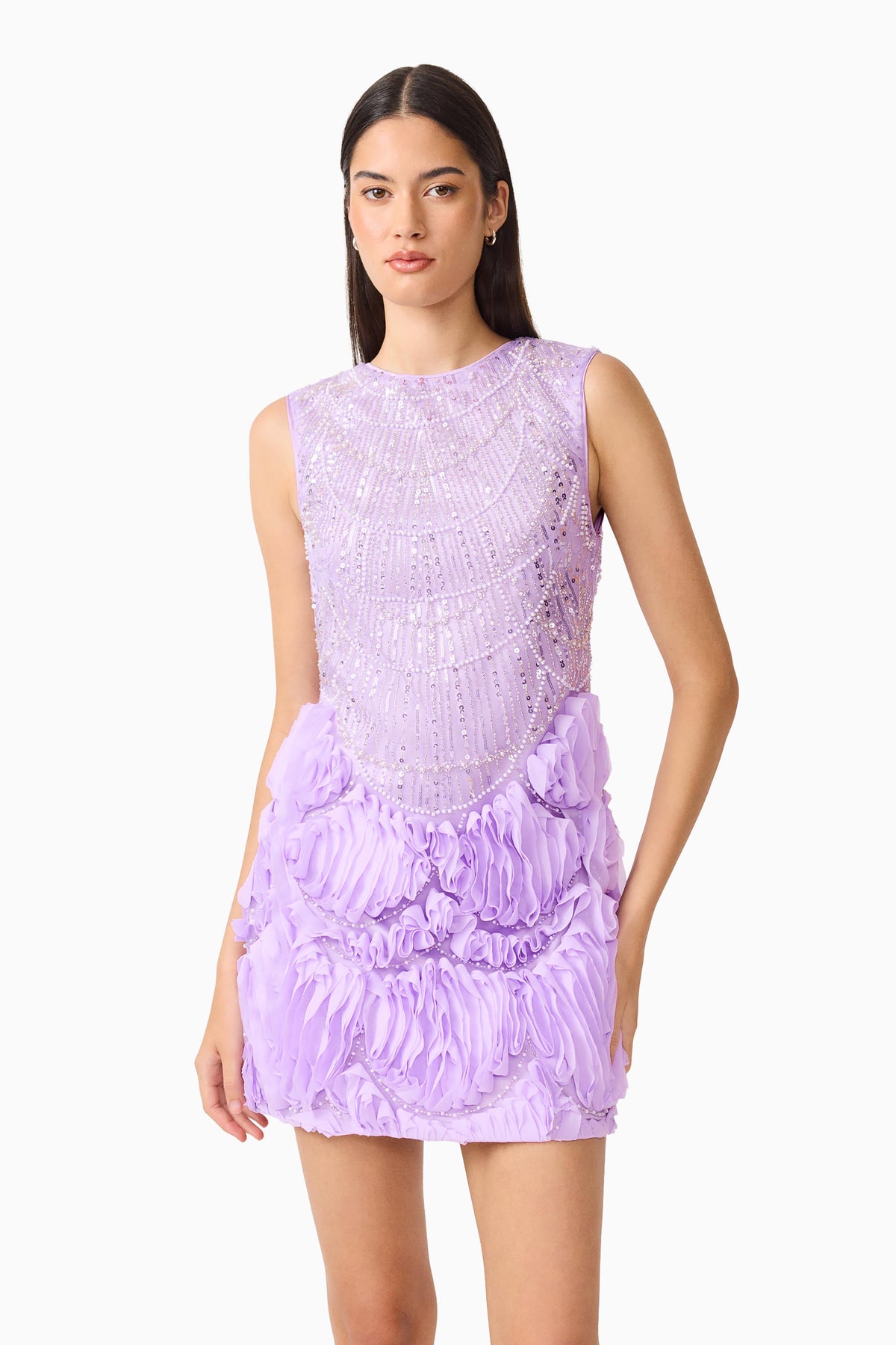 Cerise Embellished Mini Dress in Purple