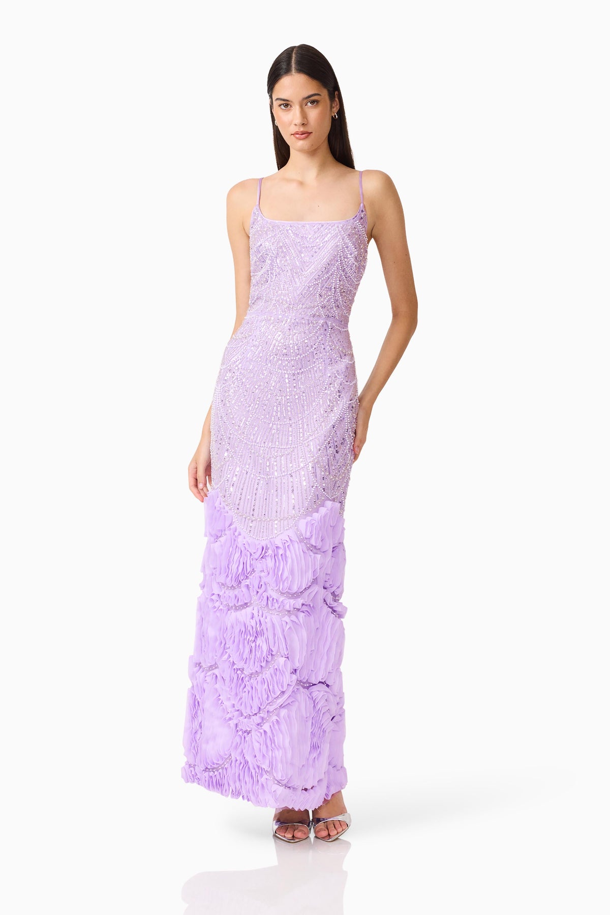 Cerise Embellished Gown in Purple