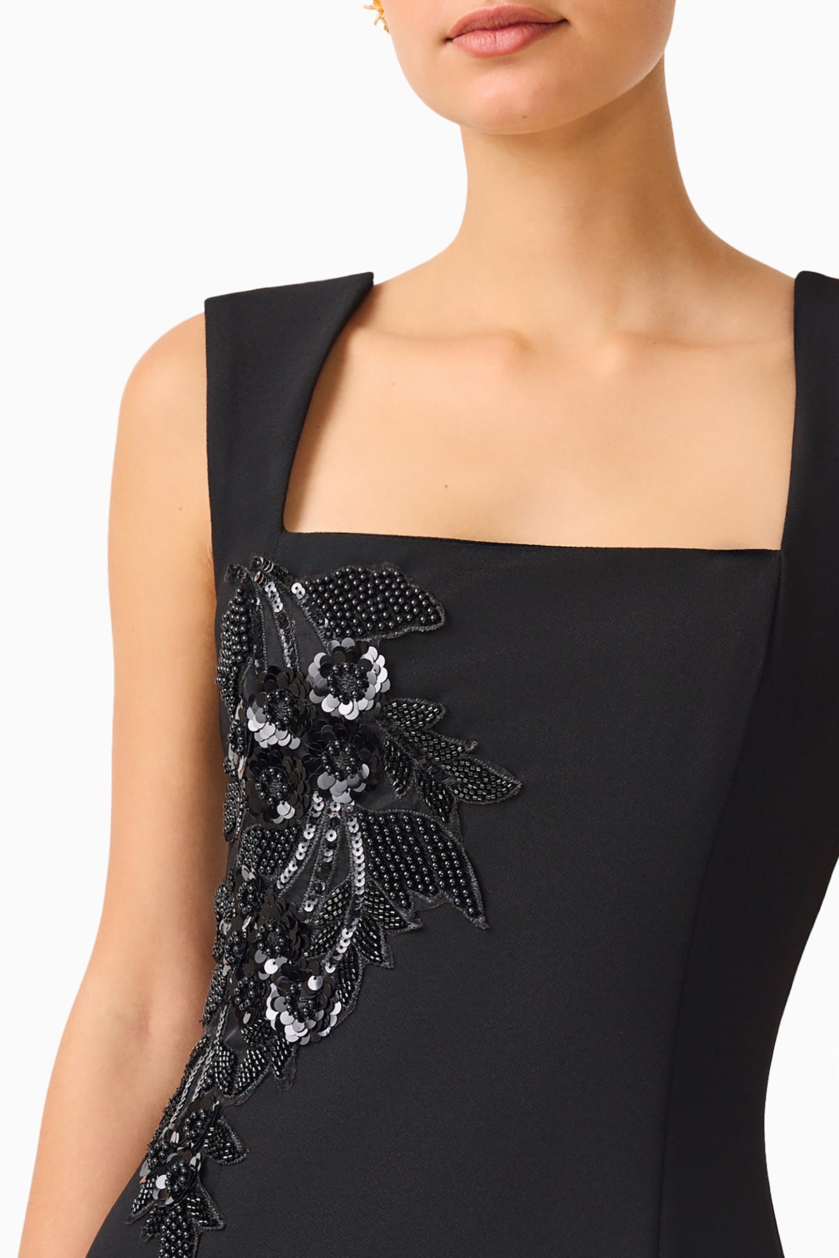 Odelia Beaded Mini Dress in Black