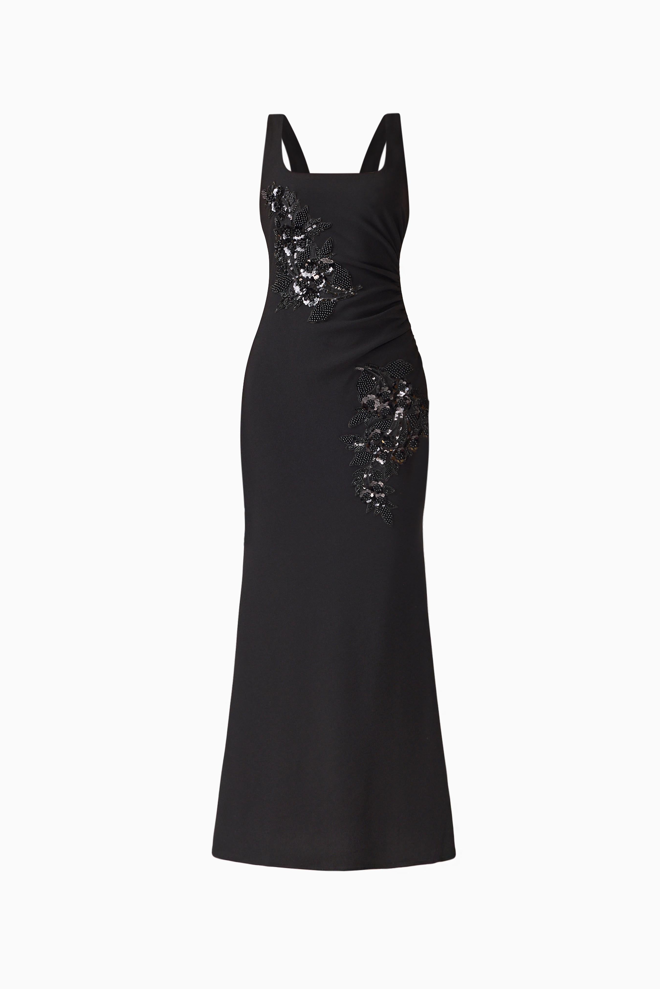 Odelia Beaded Maxi Dress in Black
