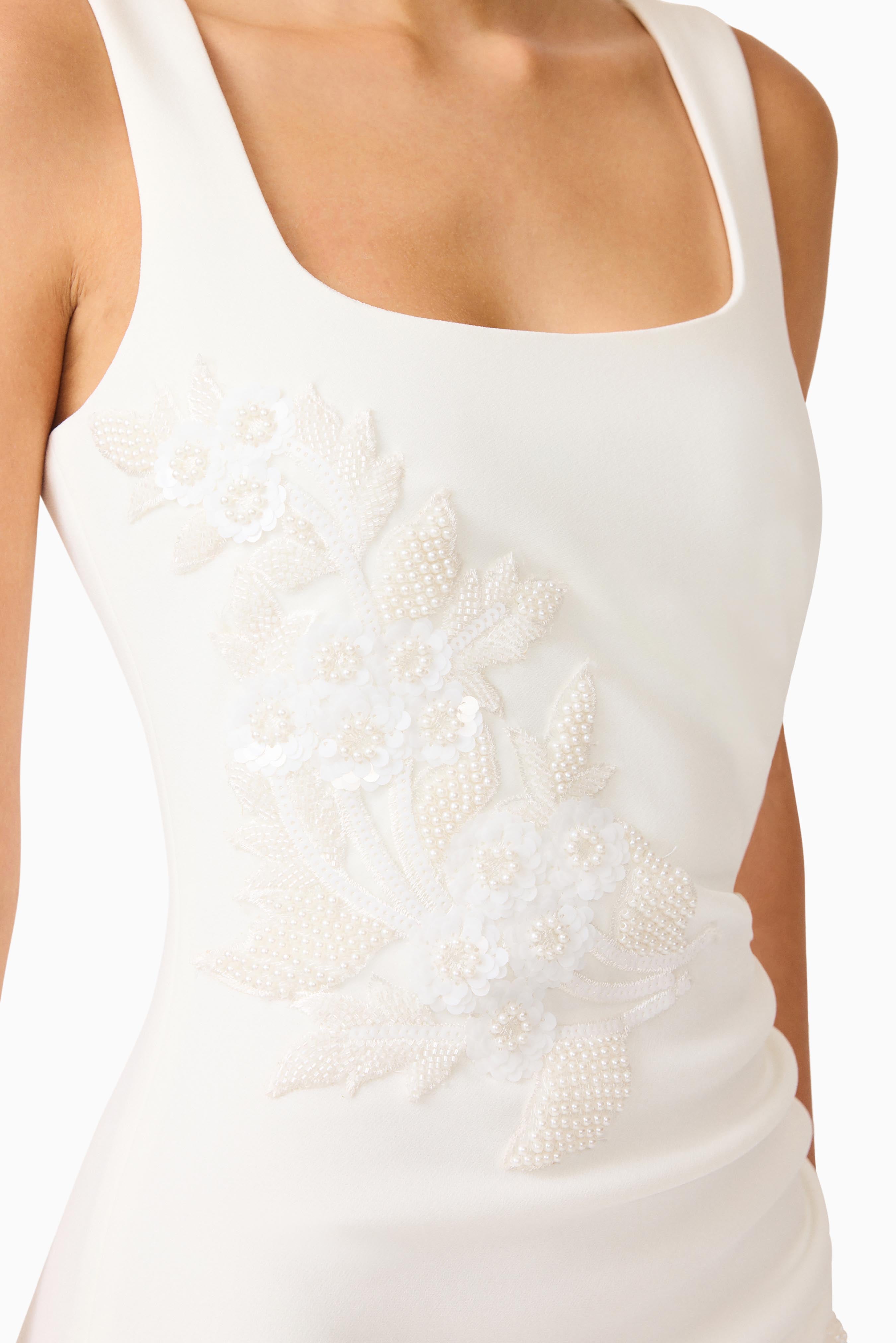 Odelia Beaded Maxi Dress in White