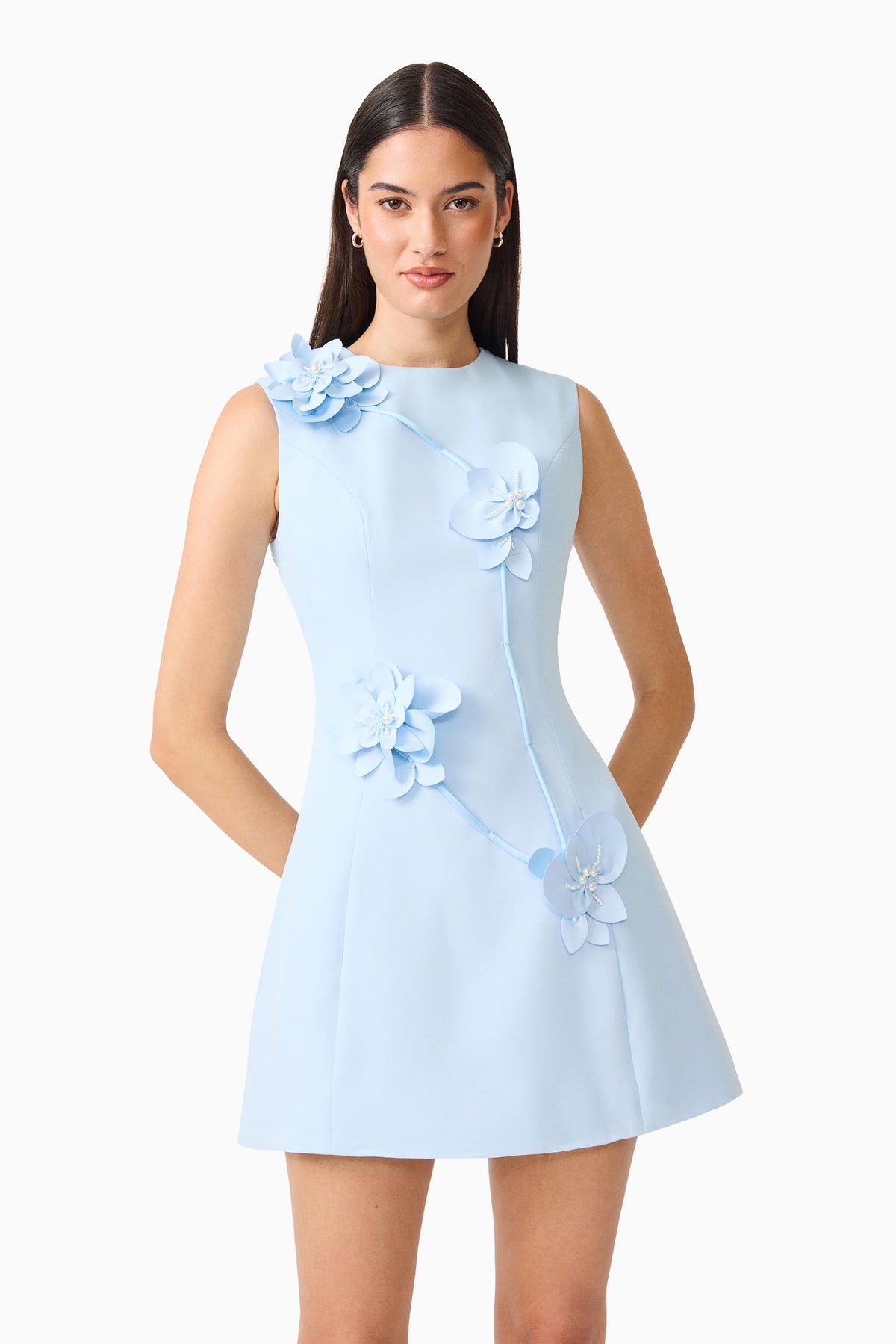 Reina Applique Mini Dress Dress Sky Blue