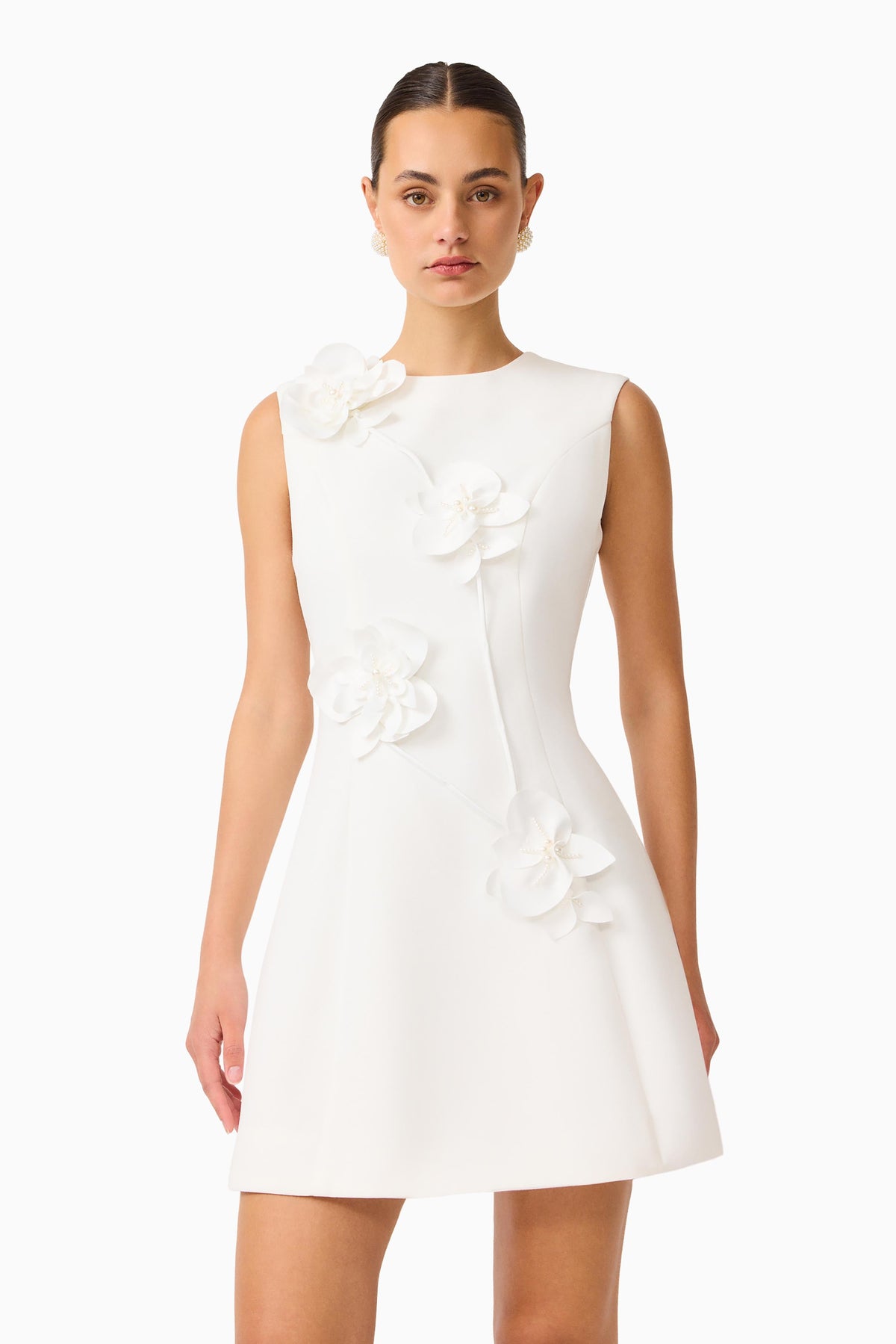 Reina Applique Mini Dress Dress White