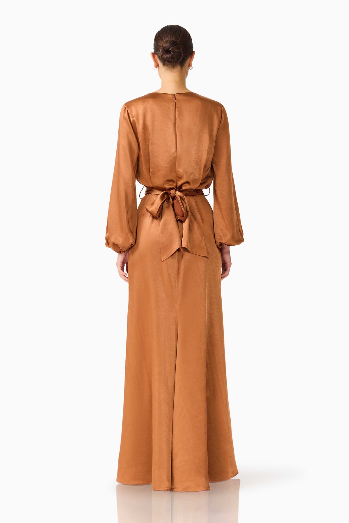 Kai Long Sleeve Maxi Dress in Toffee Brown