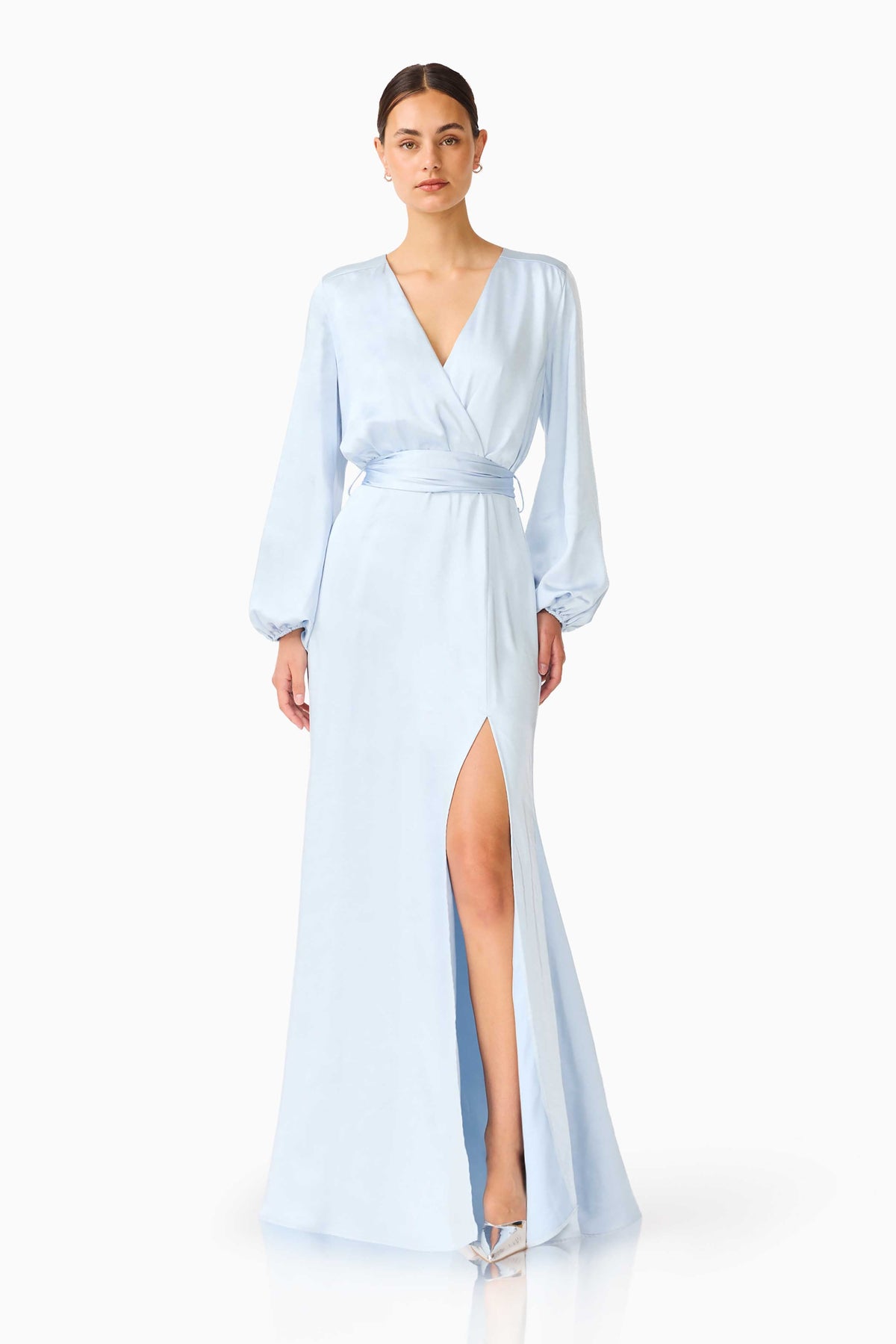 Kai Long Sleeve Maxi Dress in Pale Blue
