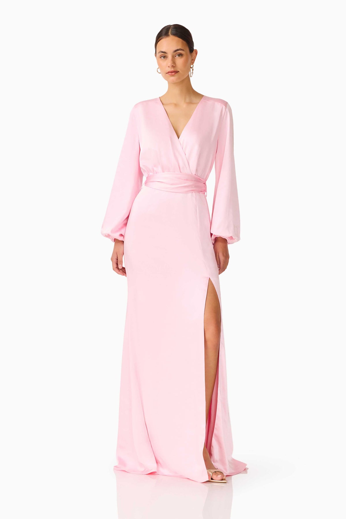 Kai Long Sleeve Maxi Dress in Pale Pink