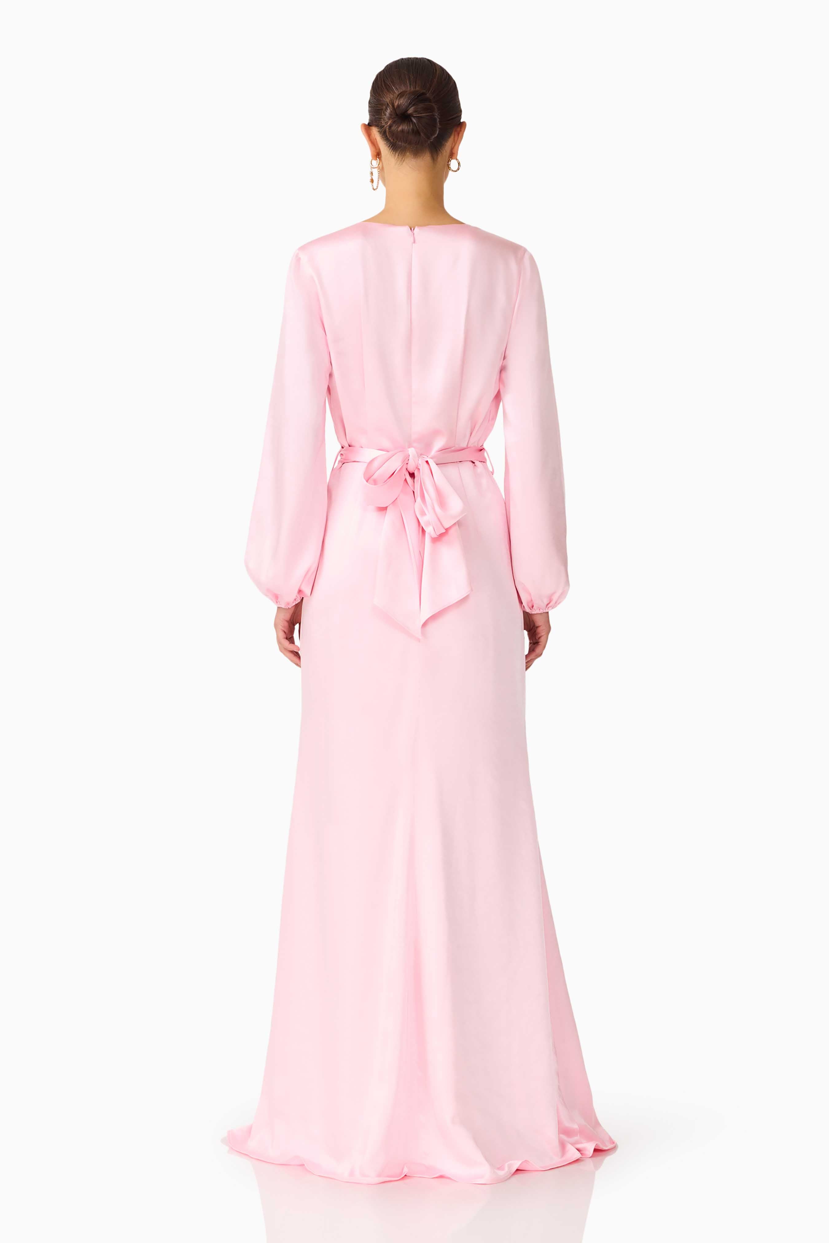 Kai Long Sleeve Maxi Dress in Pale Pink