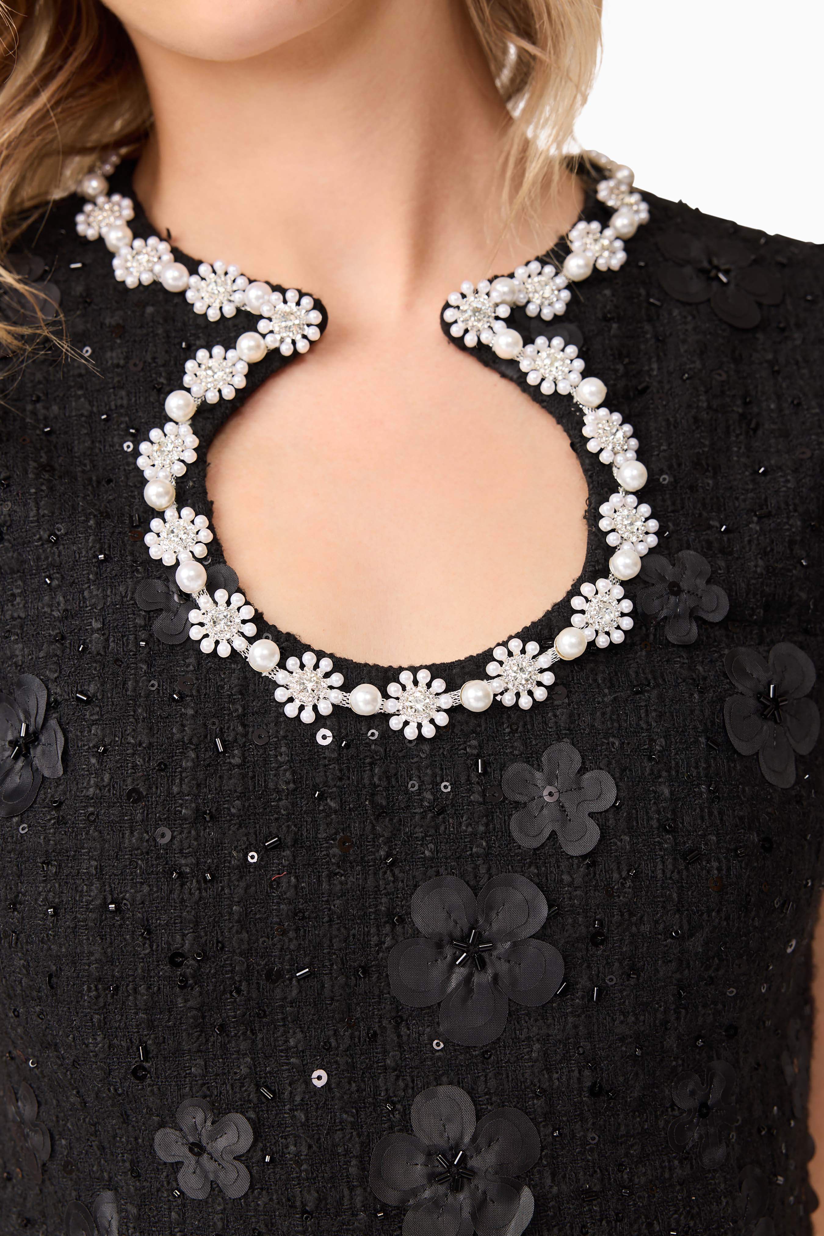 Ellouise Embellished Tweed Set in Black