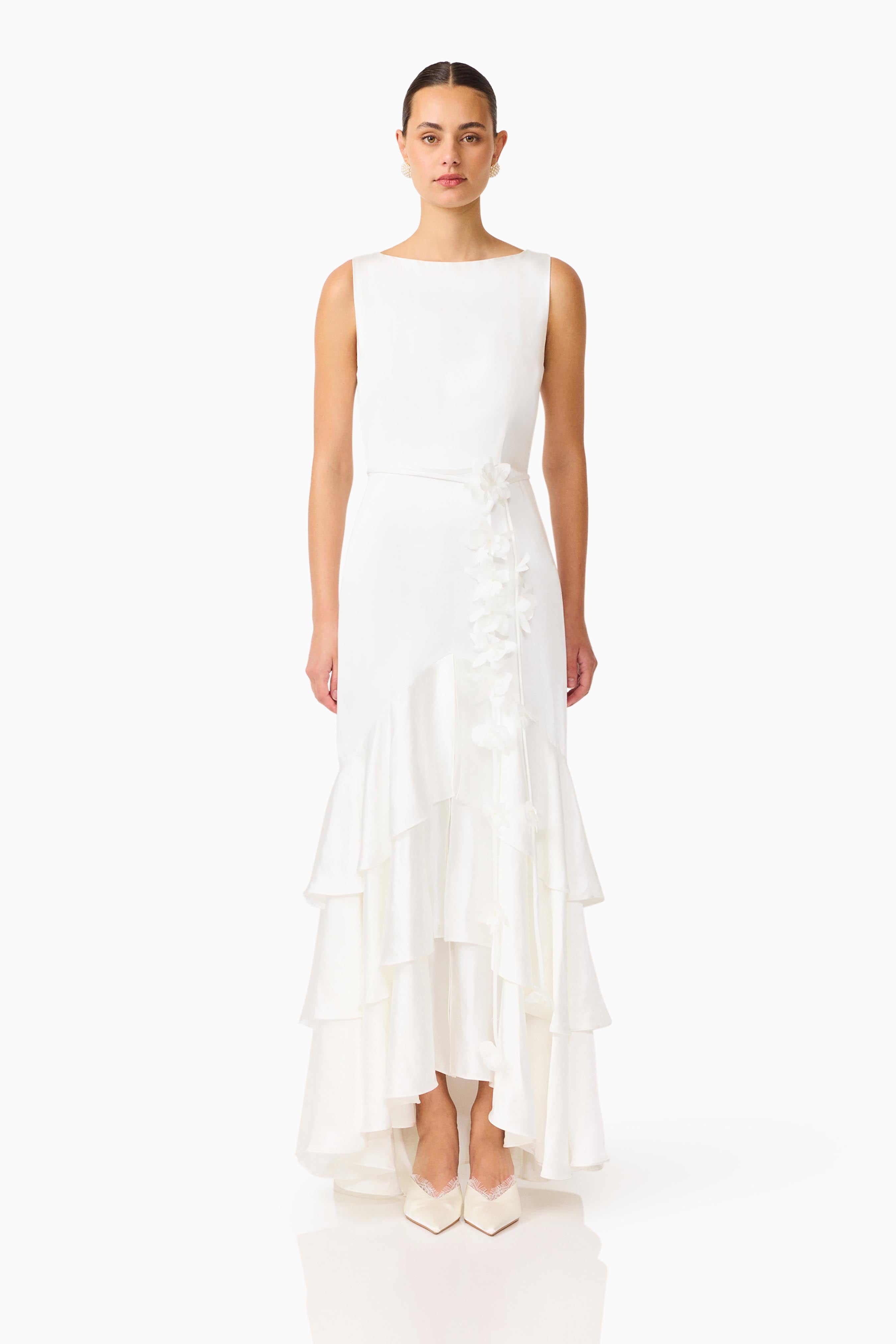 Erielle Tiered Gown in White