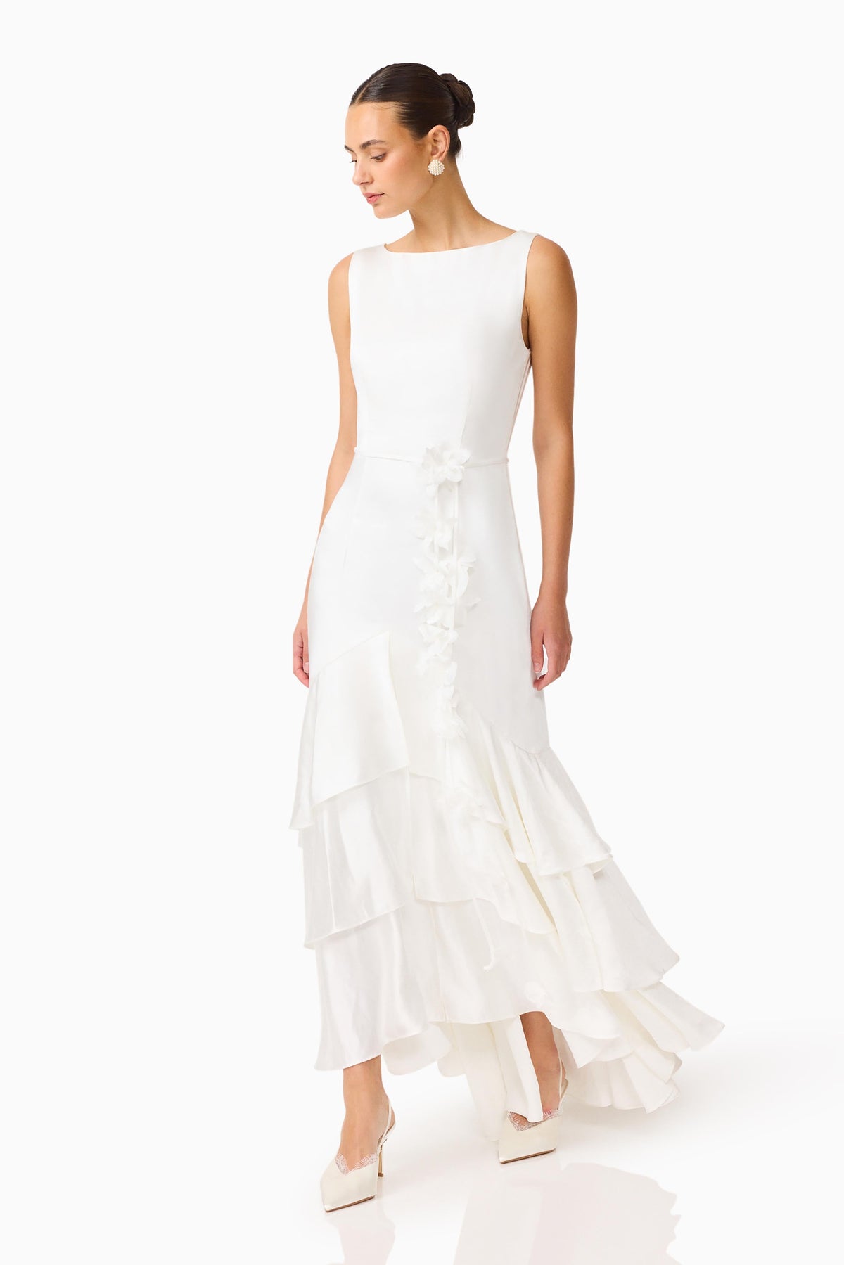 Erielle Tiered Gown in White