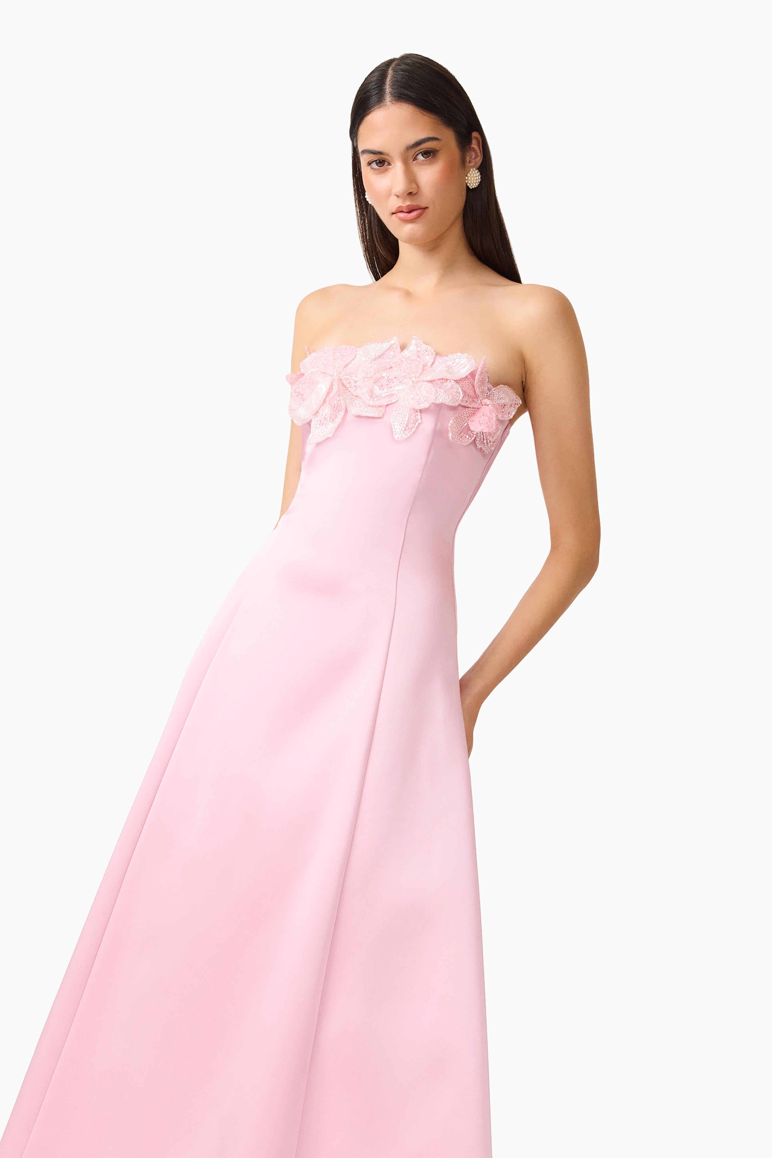 Espera Applique Gown in Rose Pink
