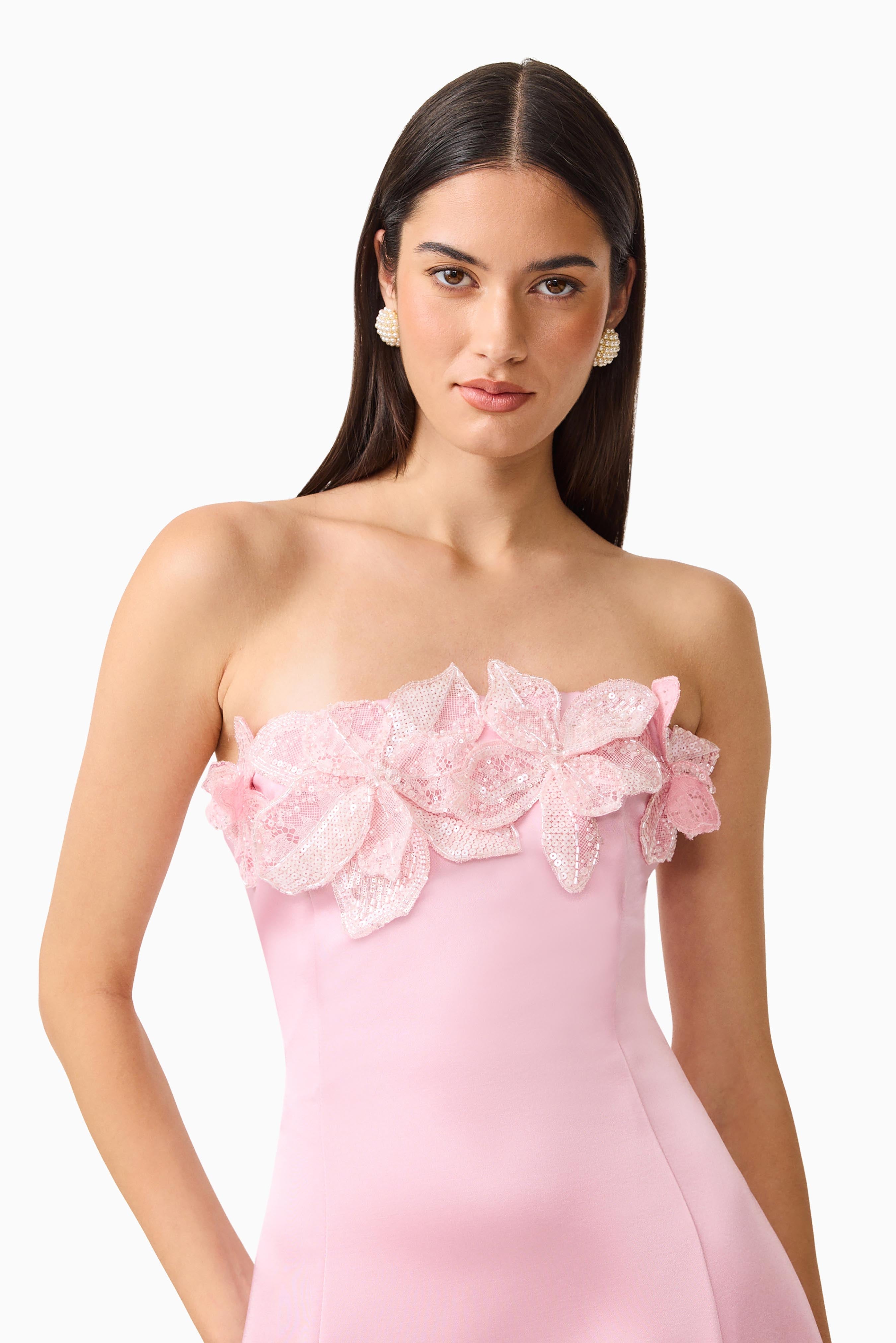 Espera Applique Gown in Rose Pink