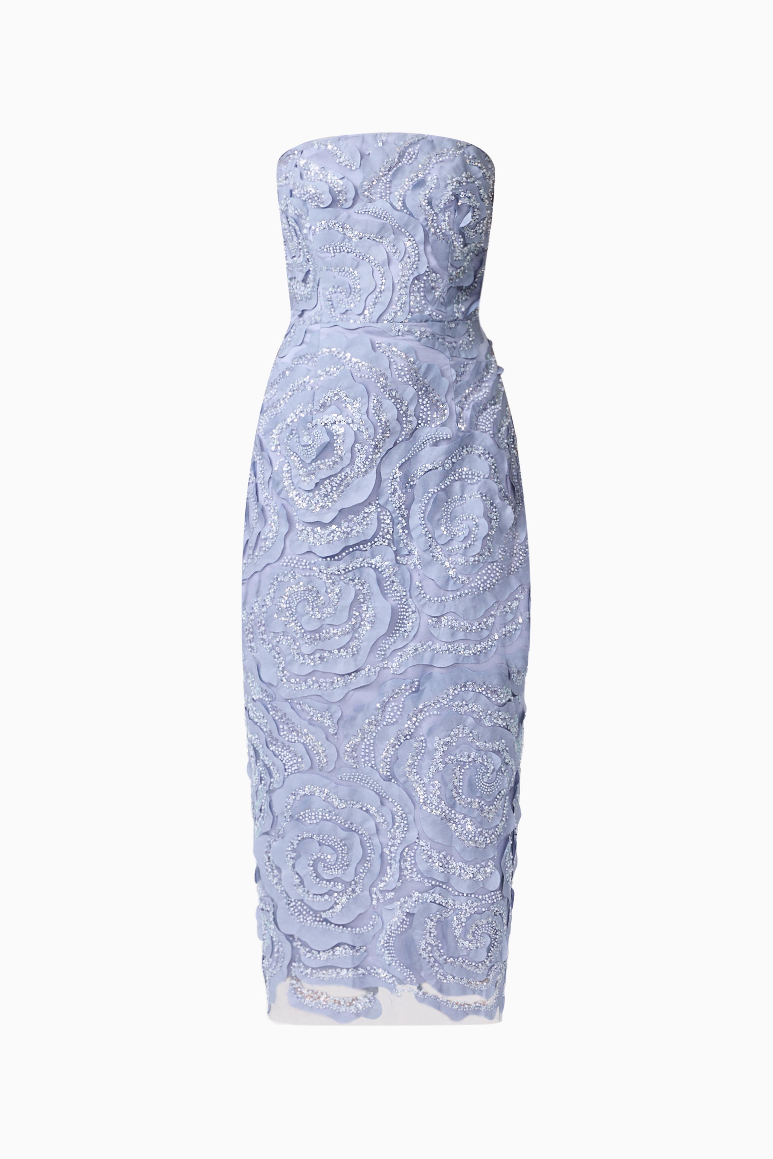 Elisa Column Midi Dress in Steel Blue