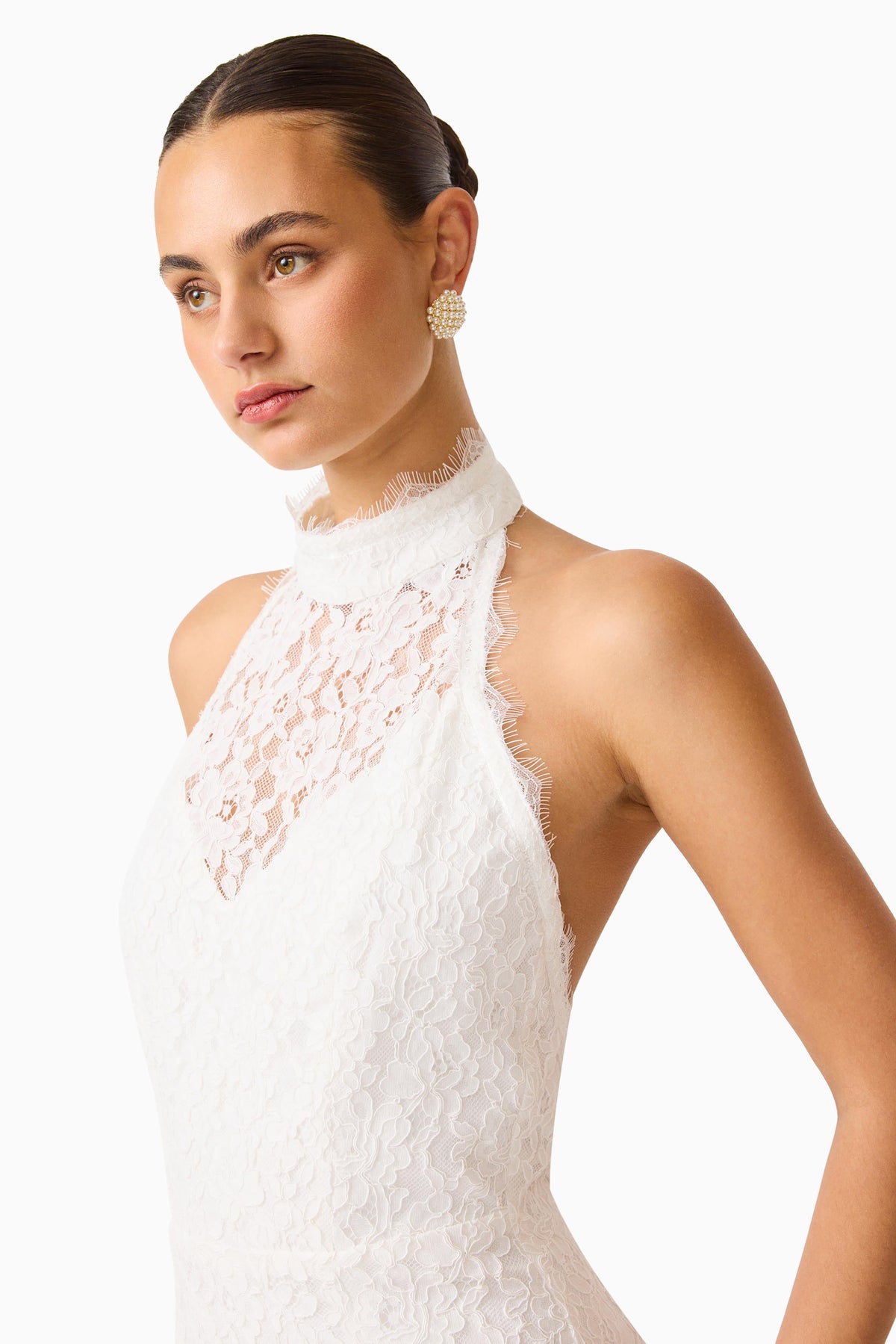 Clarisse Halter Neck Gown in White