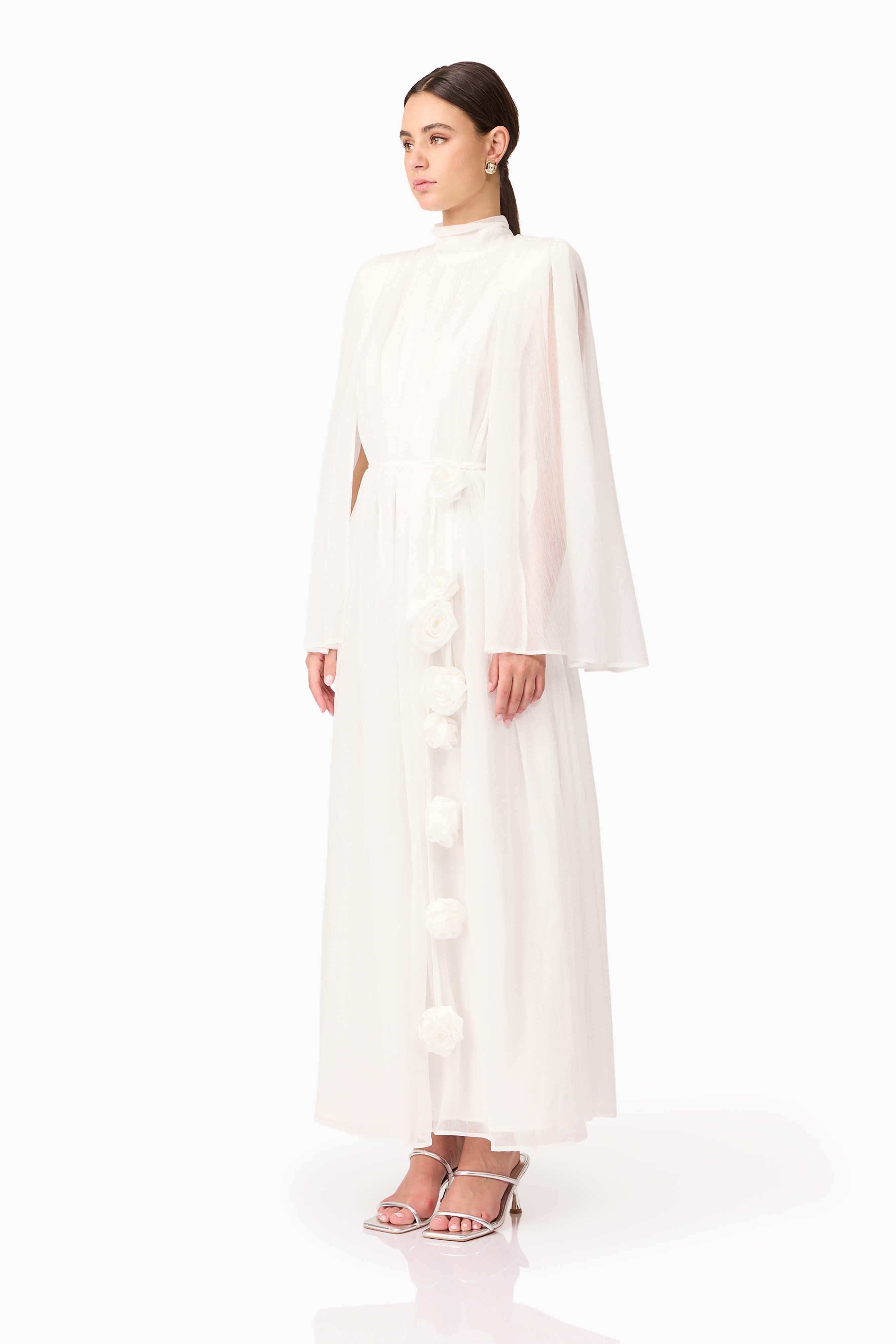 Melissa Long Sleeve Gown in White