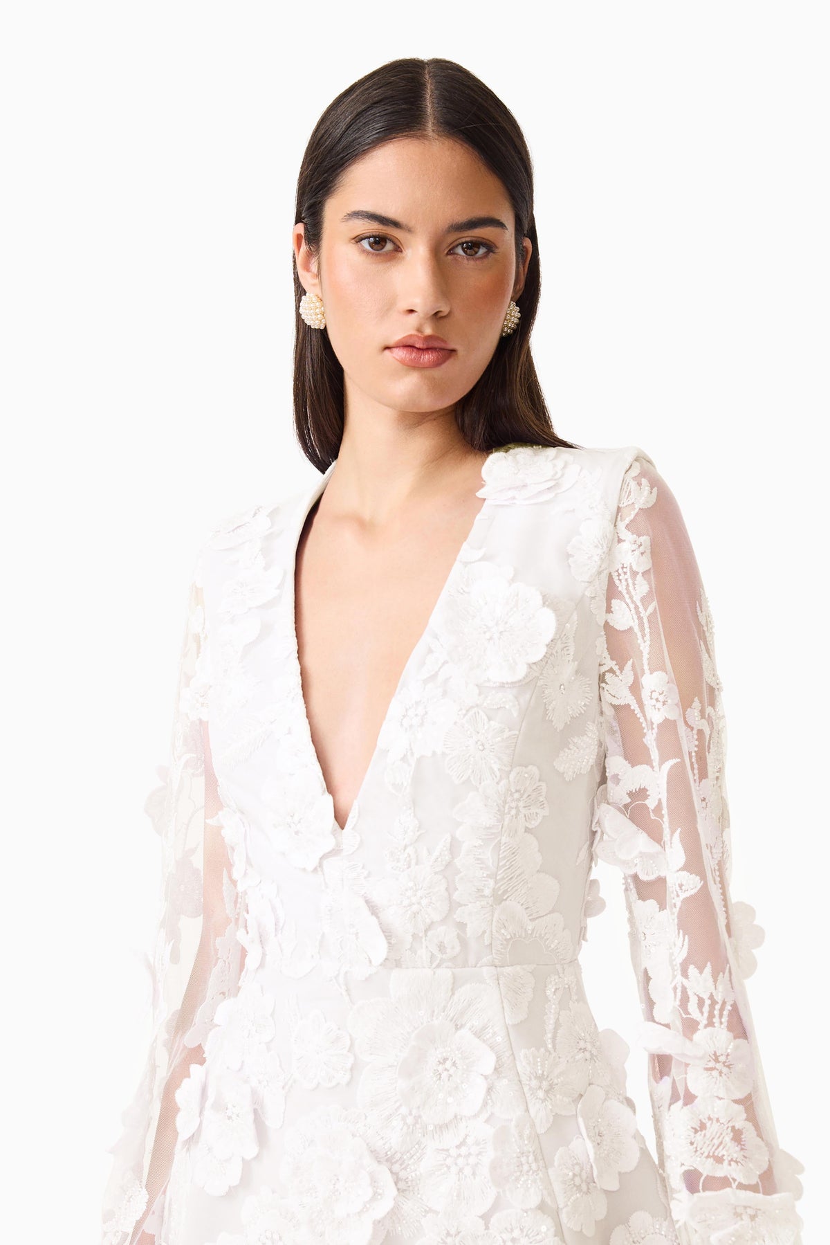 Lorina Long Sleeve Mini Dress in White