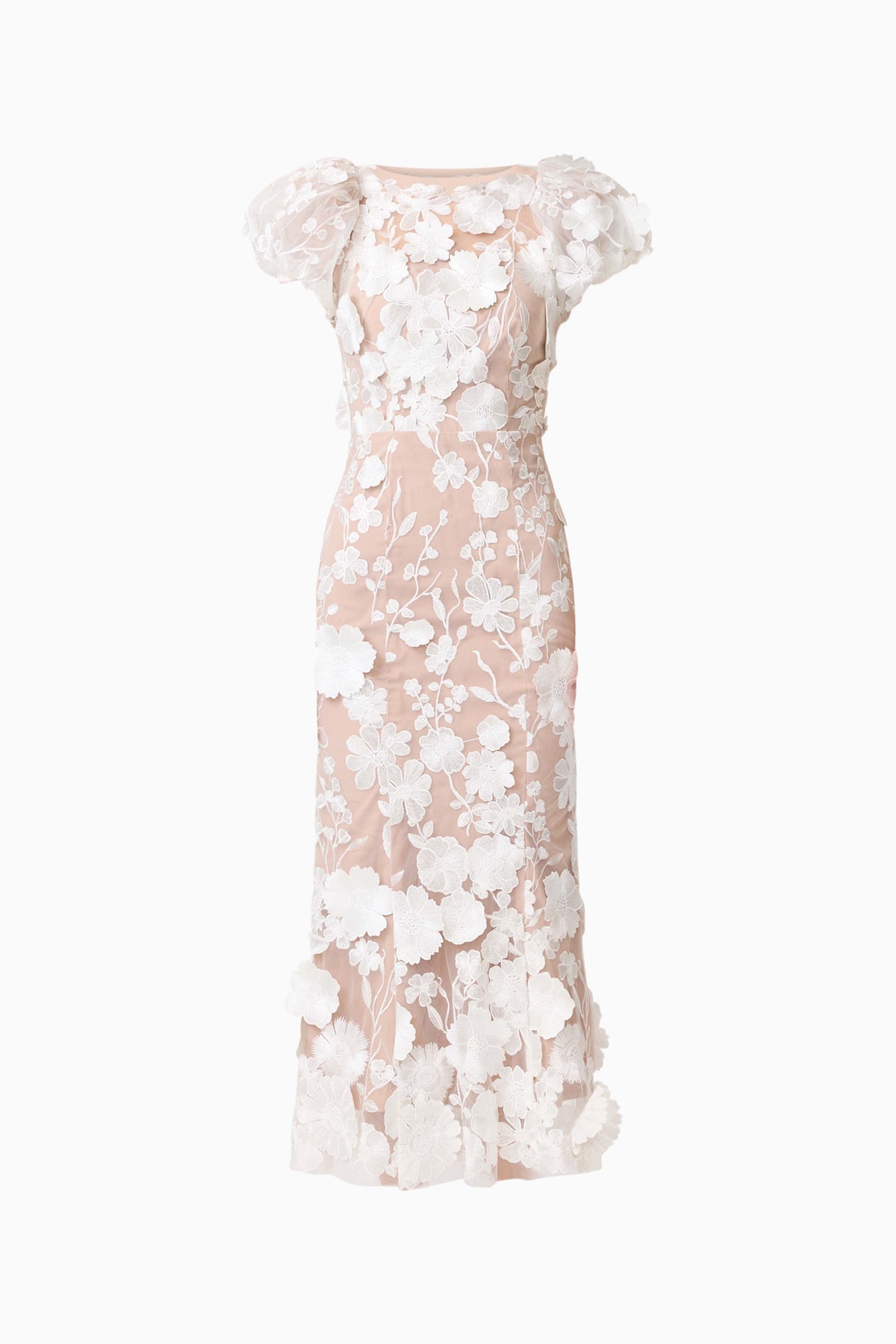 Astraea 3D Lace Maxi Dress In White