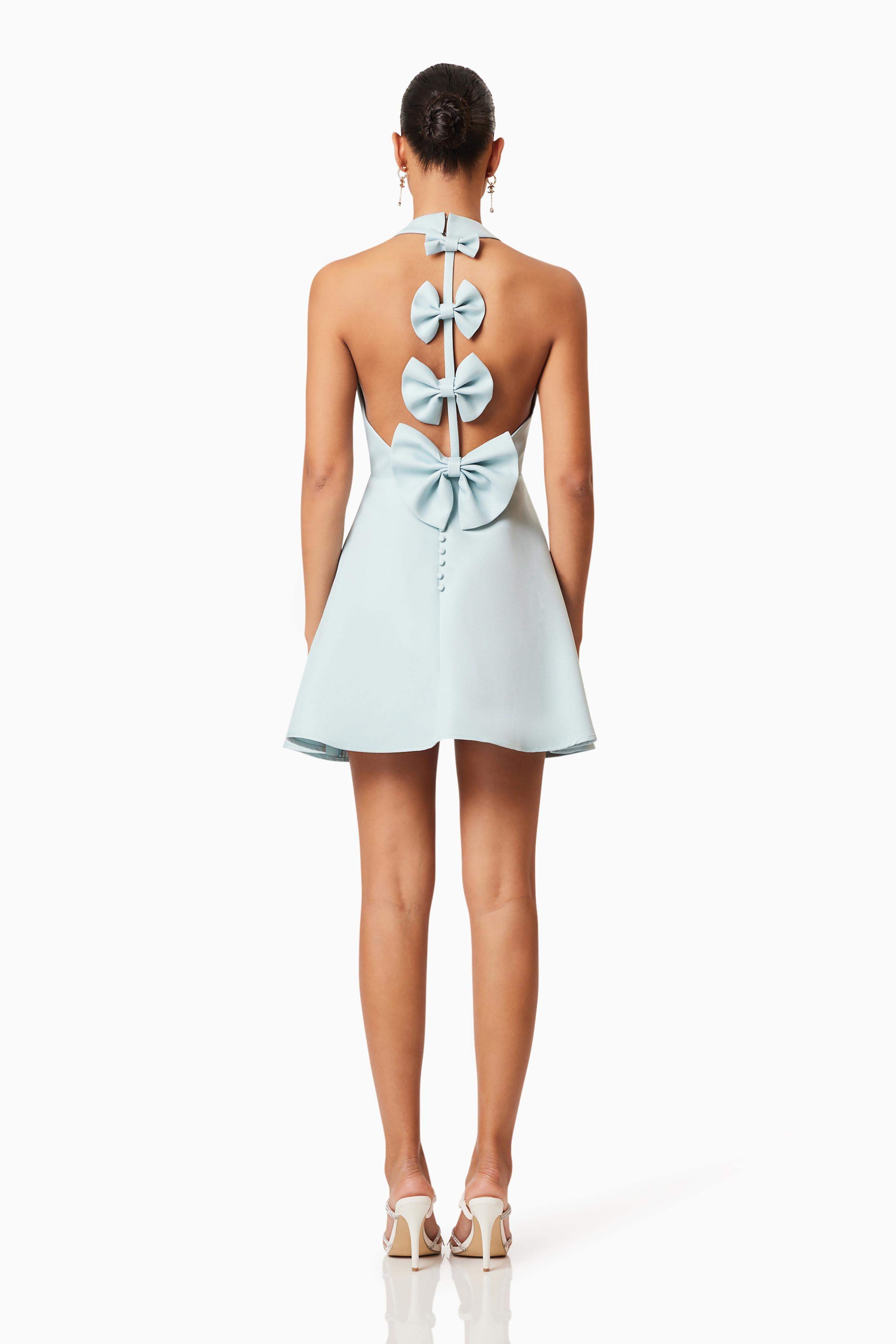 Geranium Mini Bow Dress In Blue