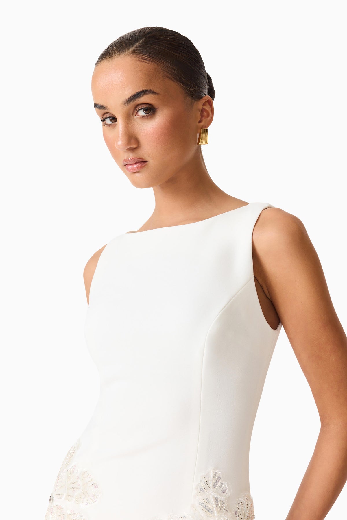 Skye Embellished Mini Dress in White