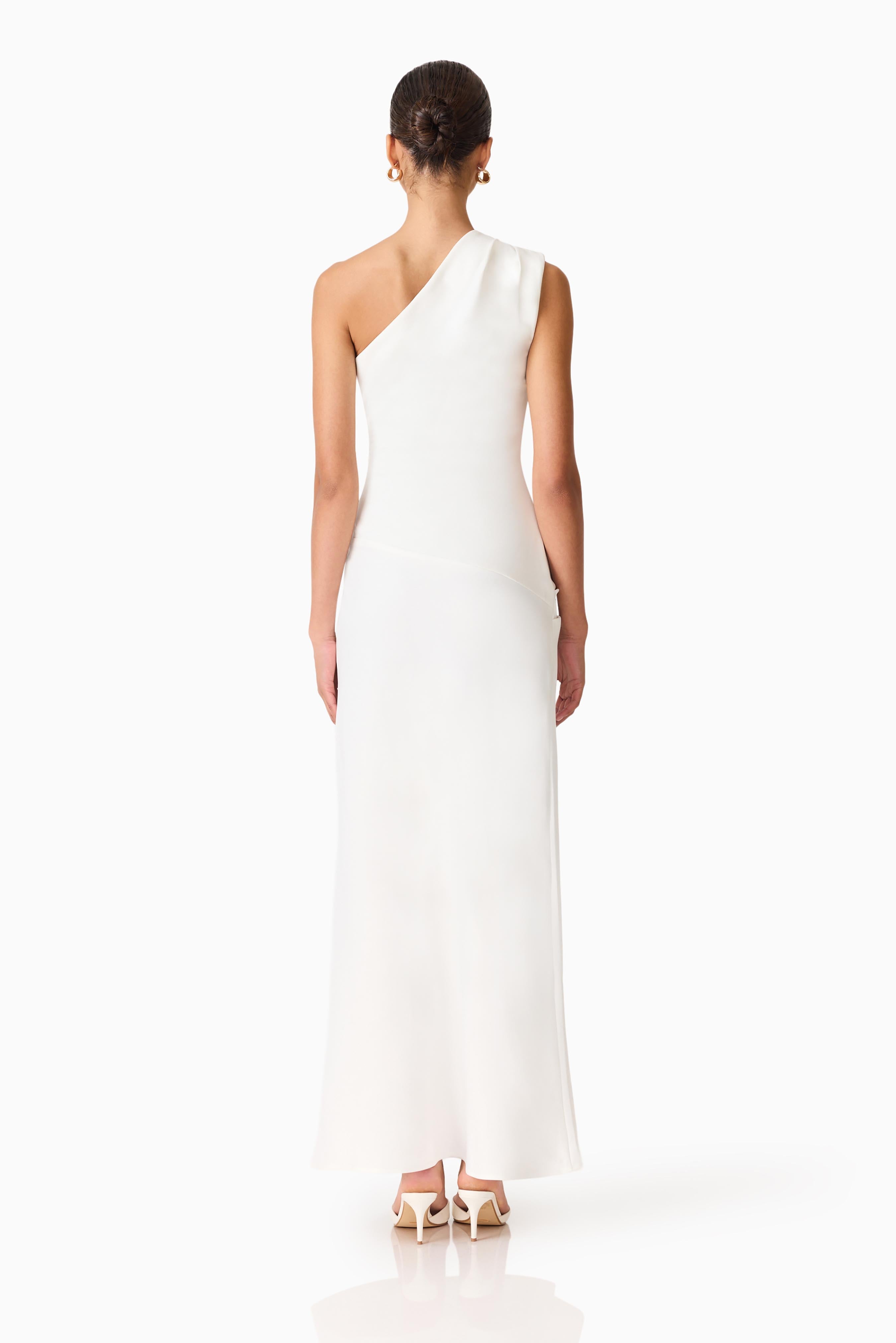 Skye One Shoulder Gown in White