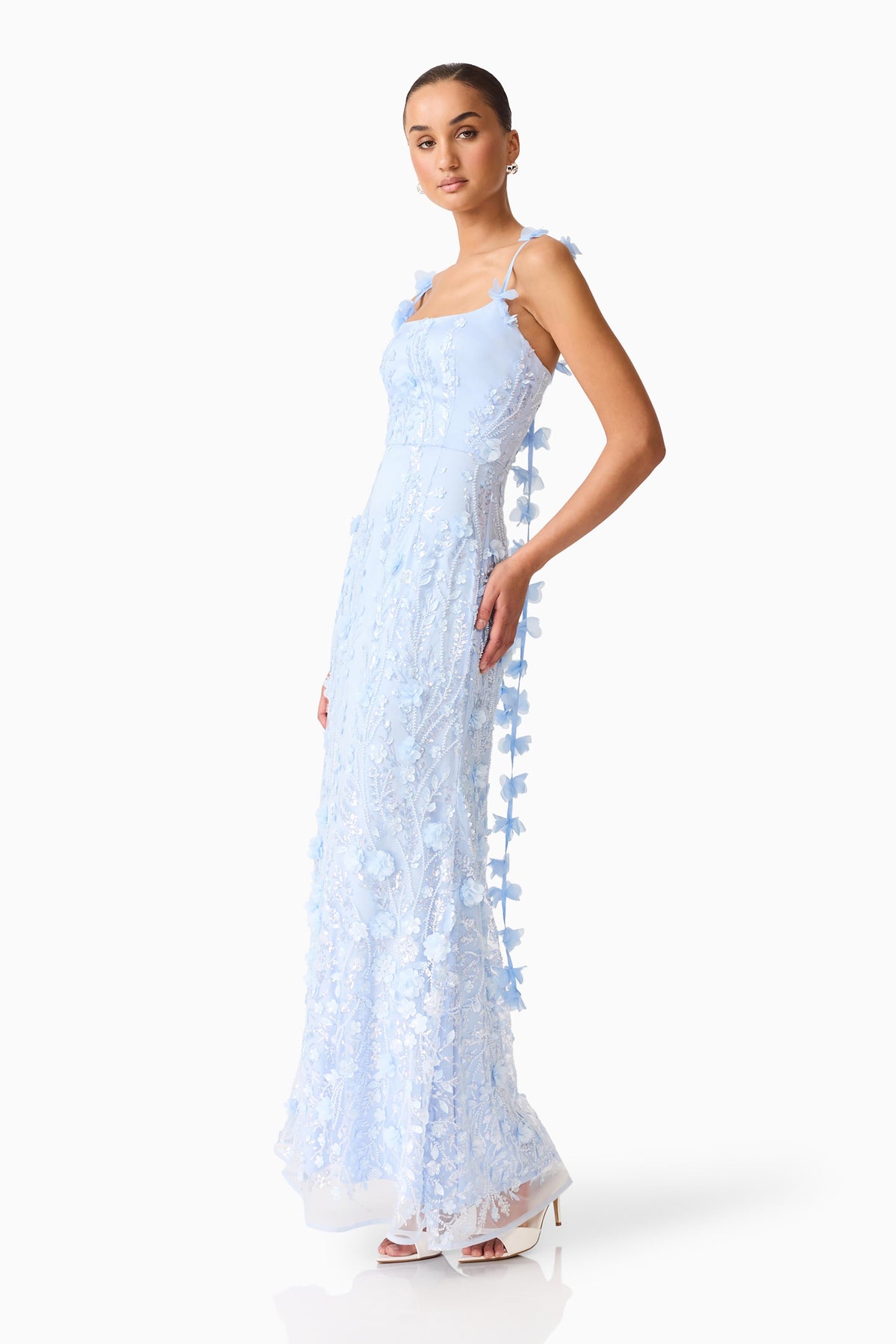 Rina Embellished Gown in Blue
