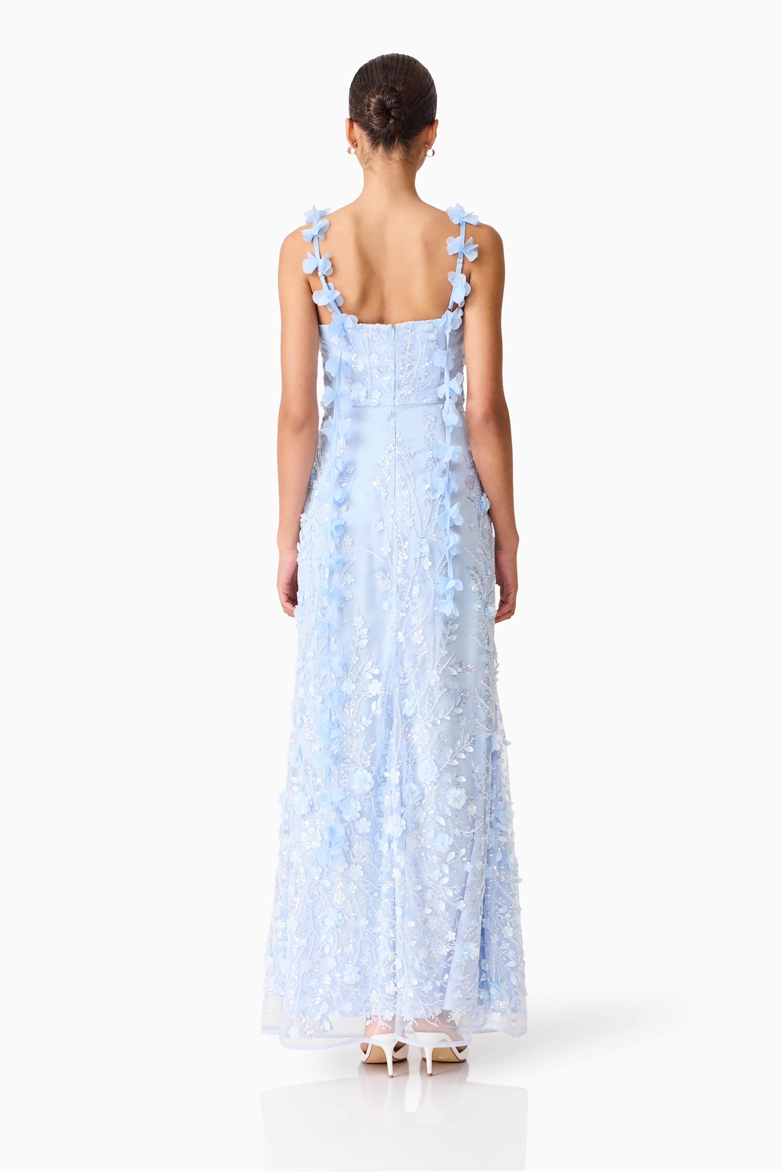 Rina Embellished Gown in Blue