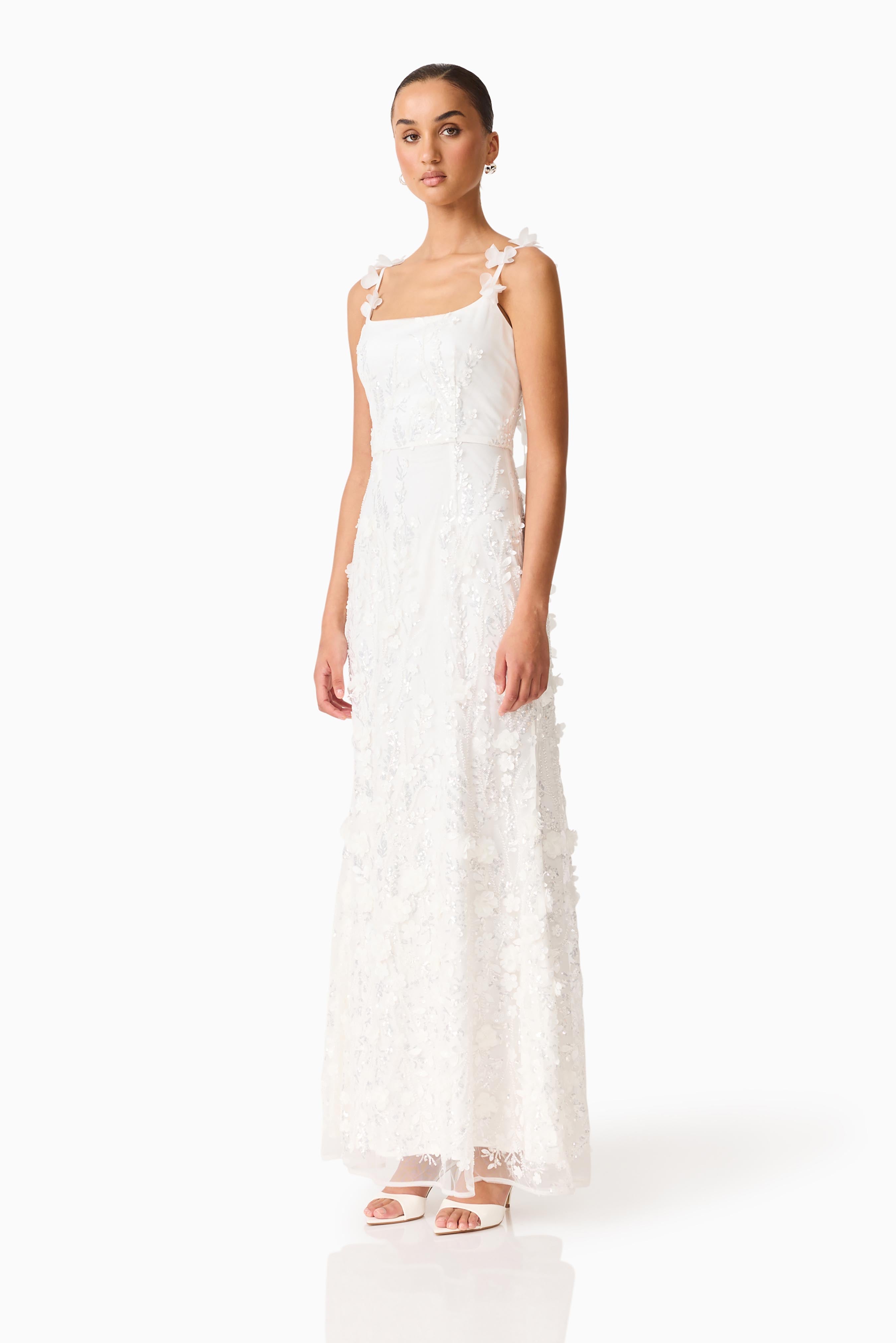 Rina Beaded Gown in White