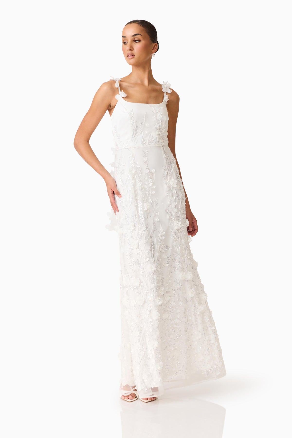 Rina Beaded Gown in White