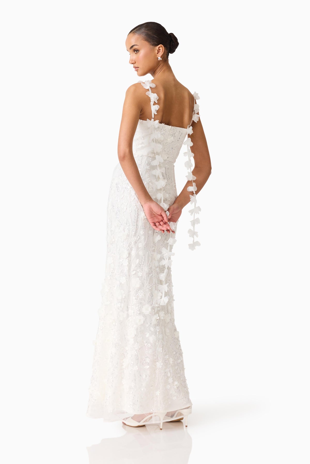 Rina Beaded Gown in White