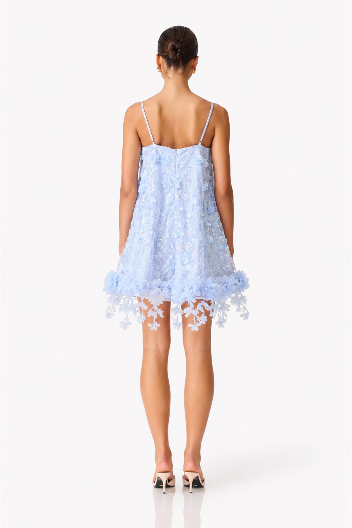 Rina Embellished Shift Mini Dress in Blue
