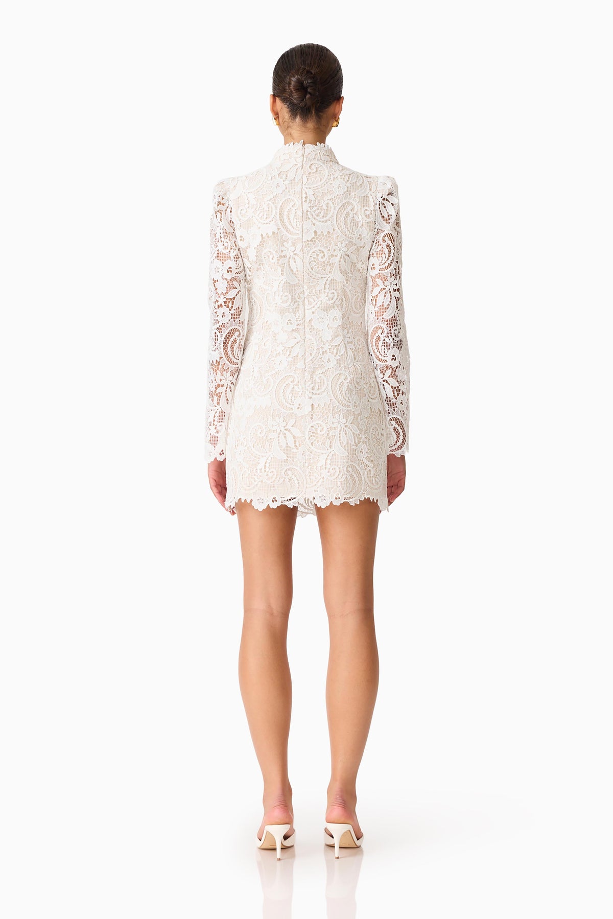 Cora Long Sleeve Mini Dress in White
