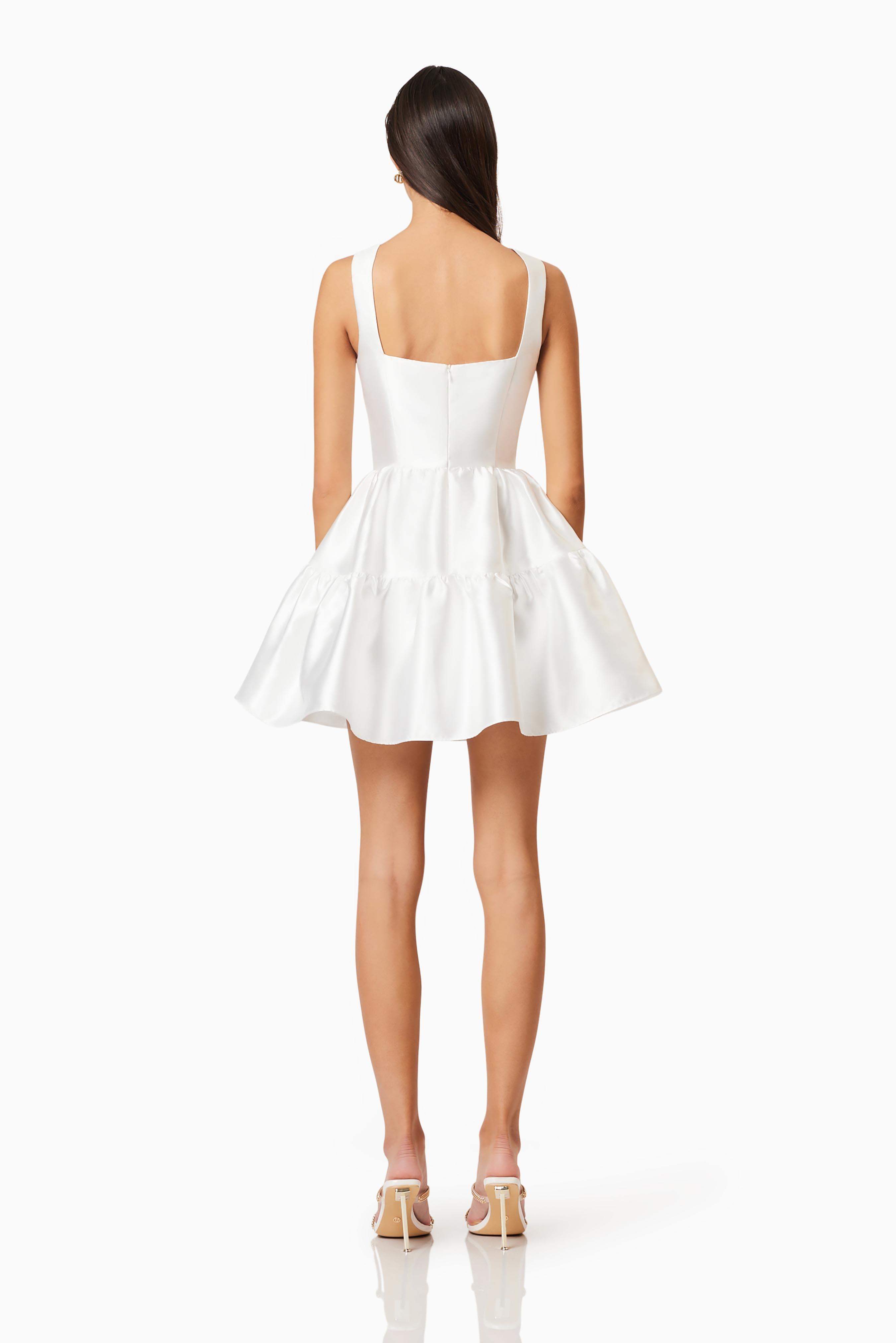 Oleander Fit And Flare Mini Dress In White