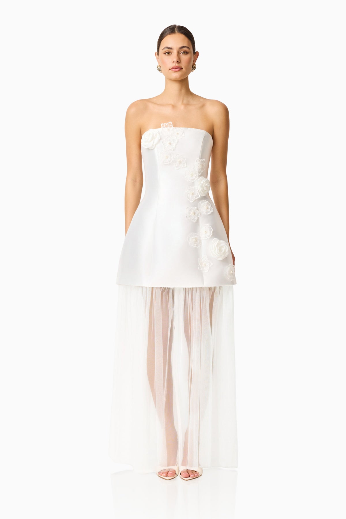 Oleander Strapless Maxi Dress In White