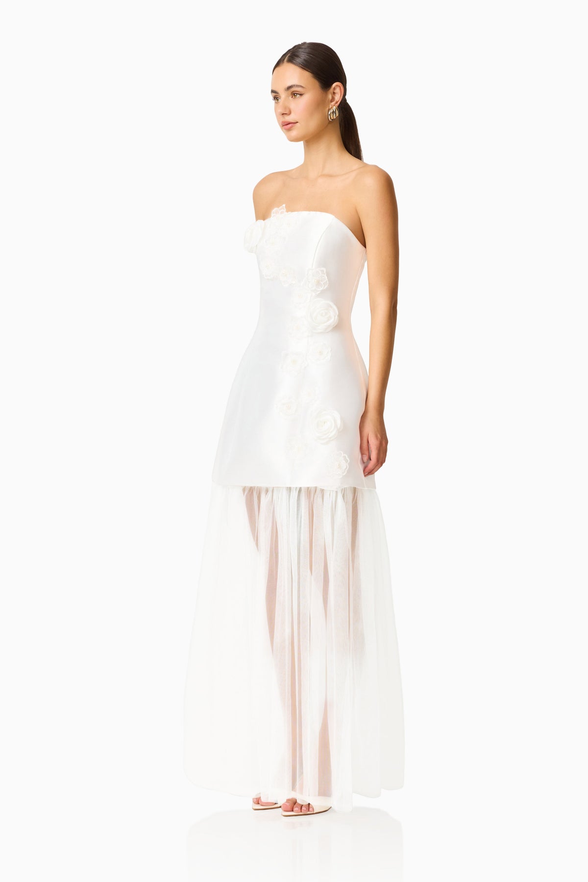 Oleander Strapless Maxi Dress In White