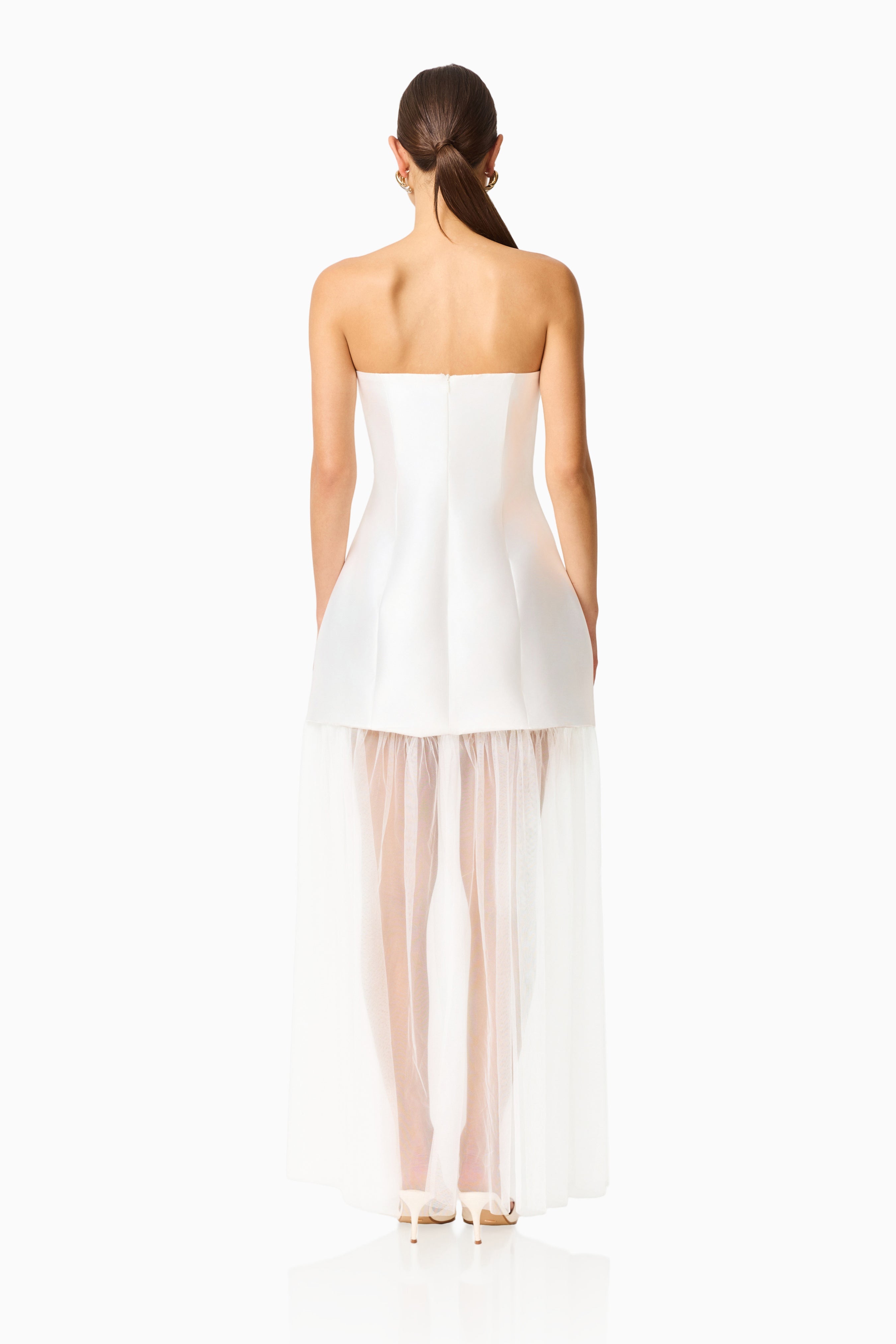Oleander Strapless Maxi Dress In White