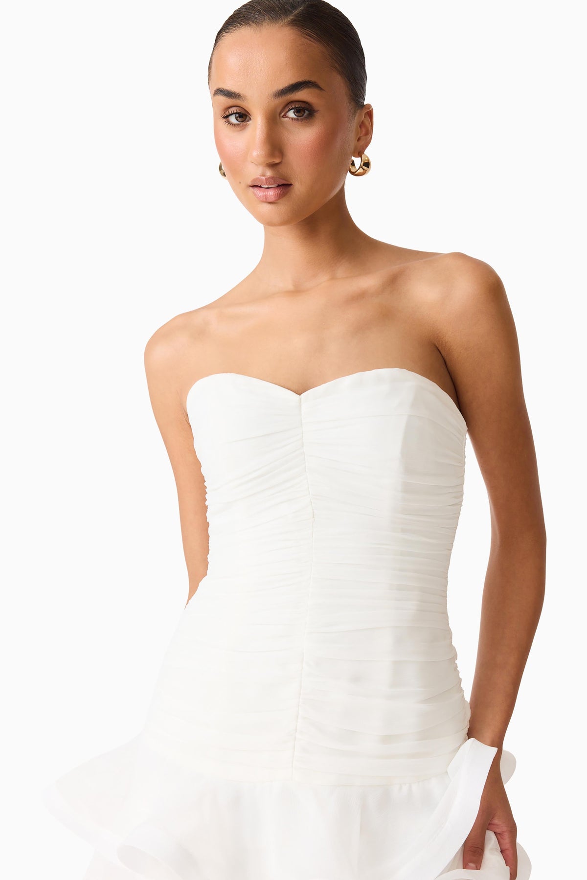 Evelin Tiered Gown in White