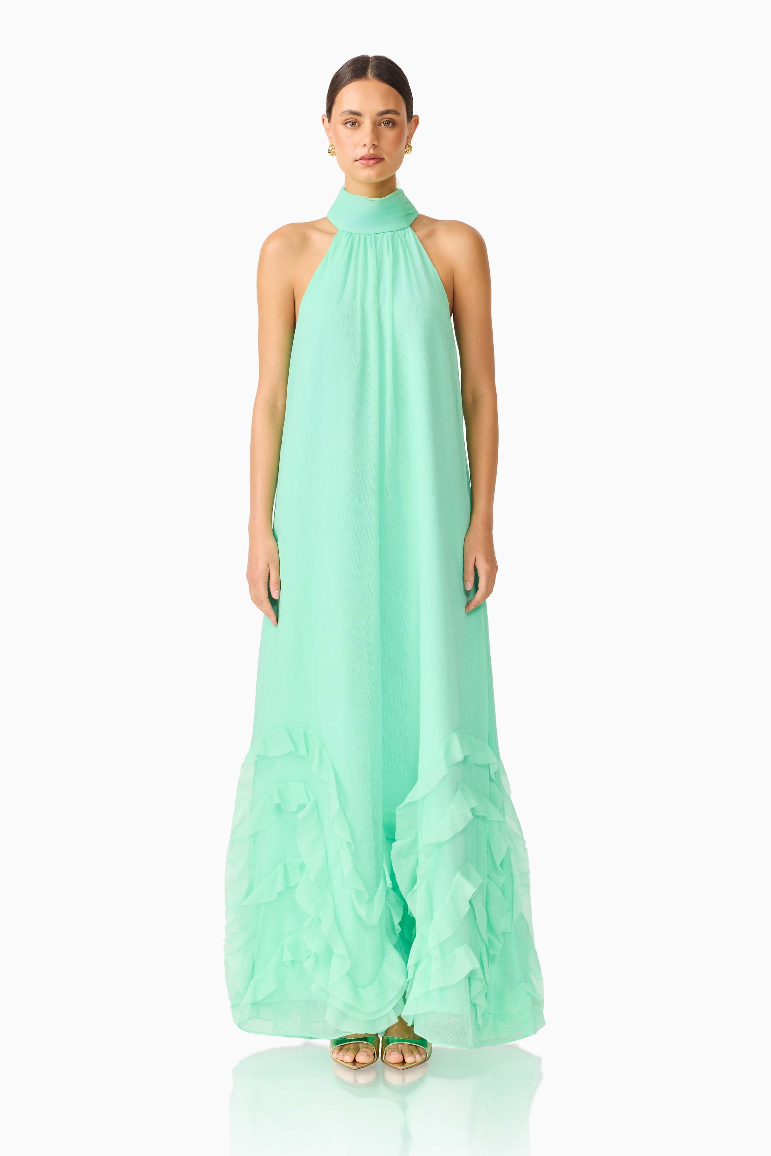 Carla Halter Gown in Mint Green