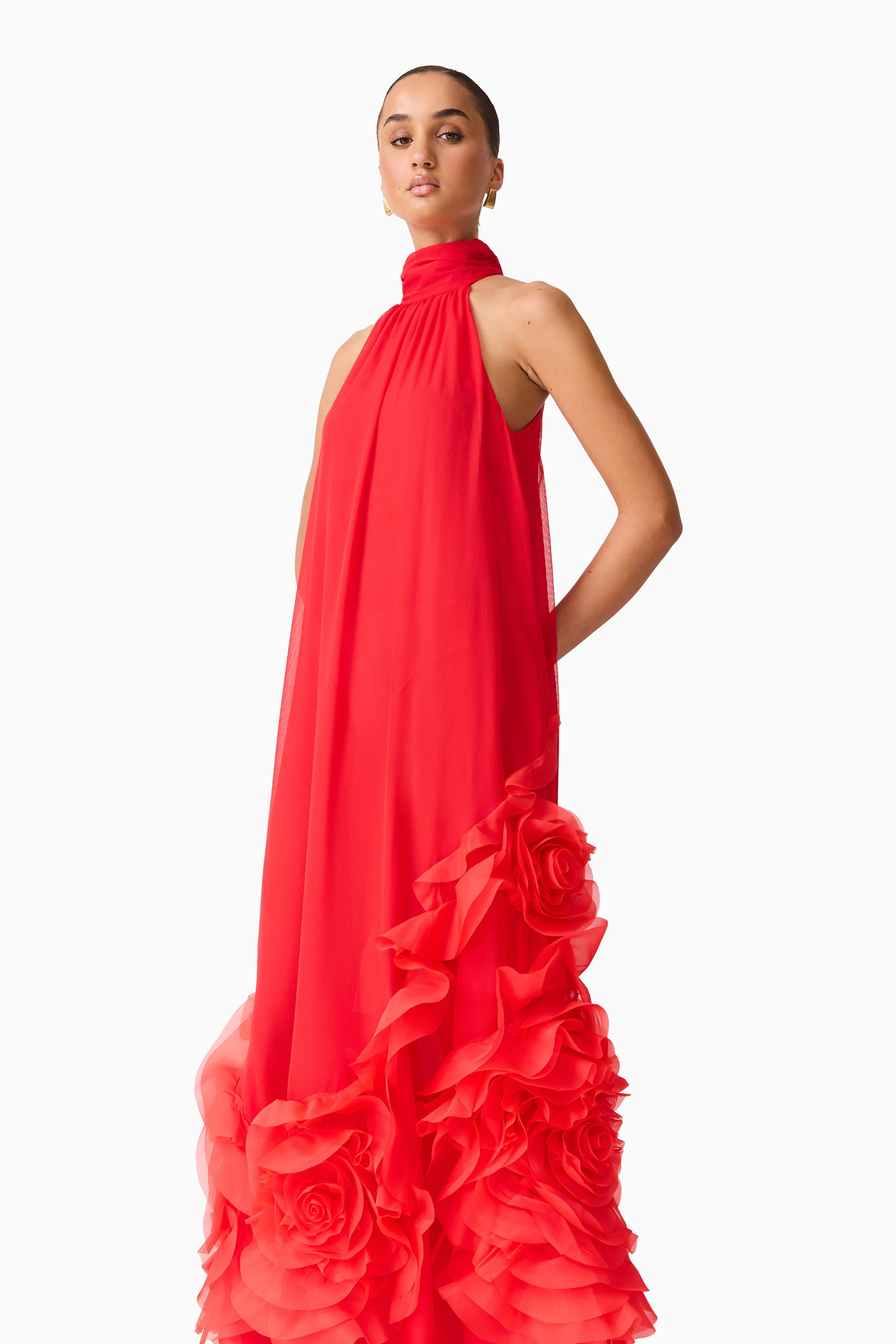 Evelin Halter Gown in Red