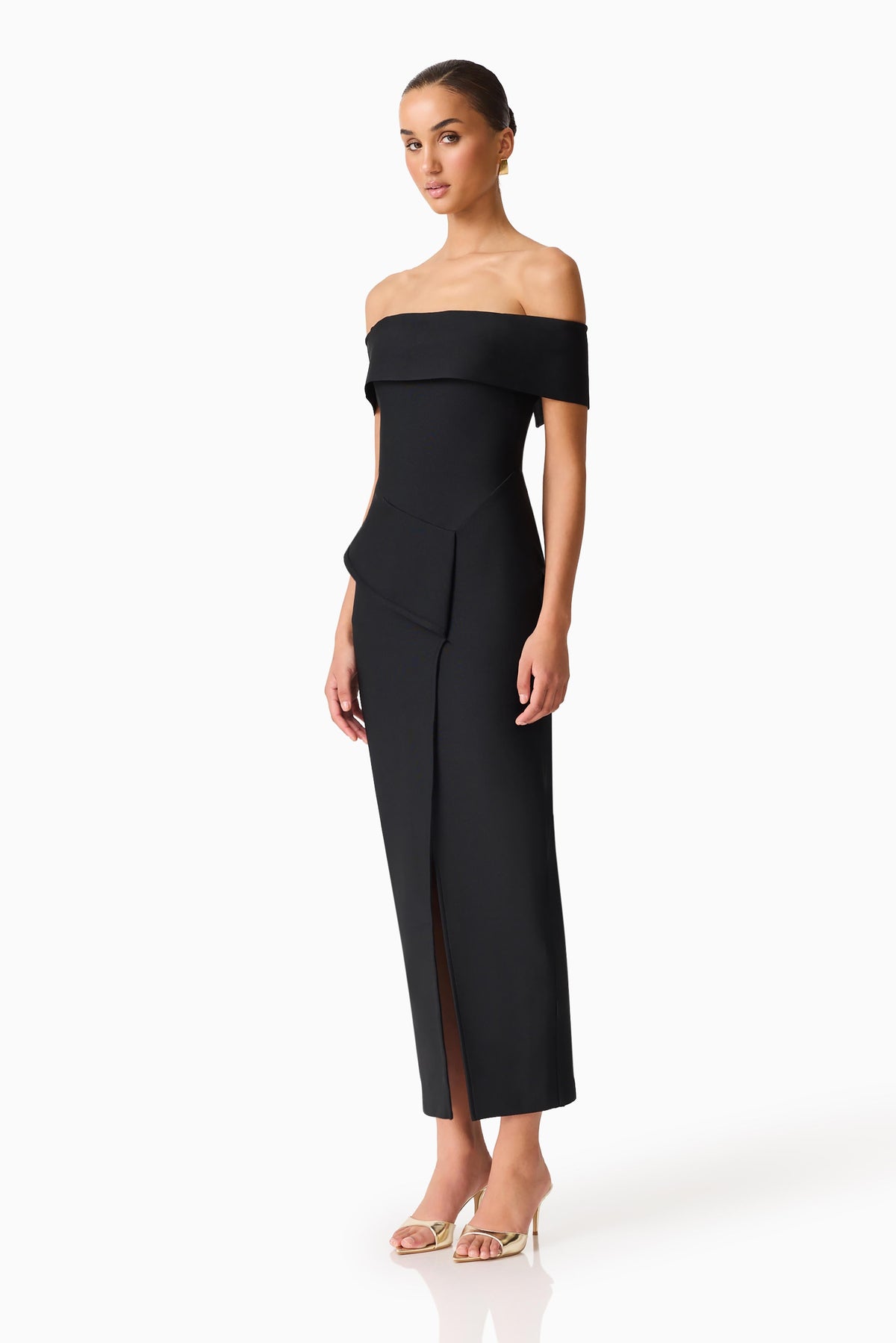 Celia Off The Shoulder Gown in Black