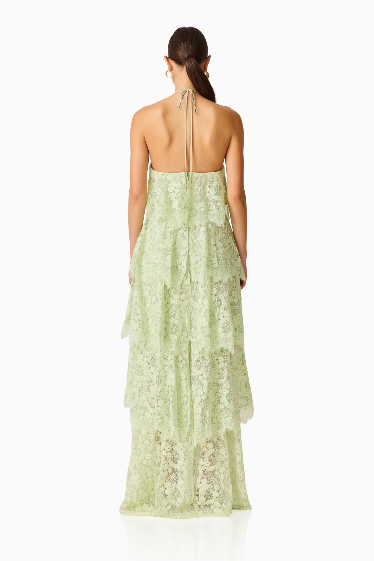 Evelin Lace Gown in Sage Green